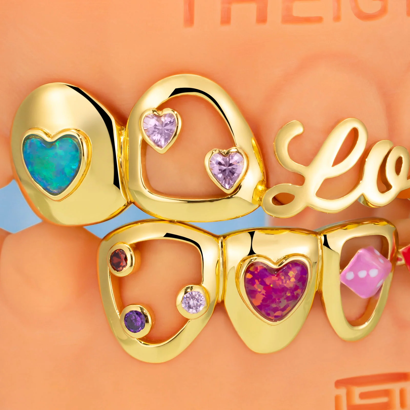 Opal Heart Dice Love Grillz - Image 2