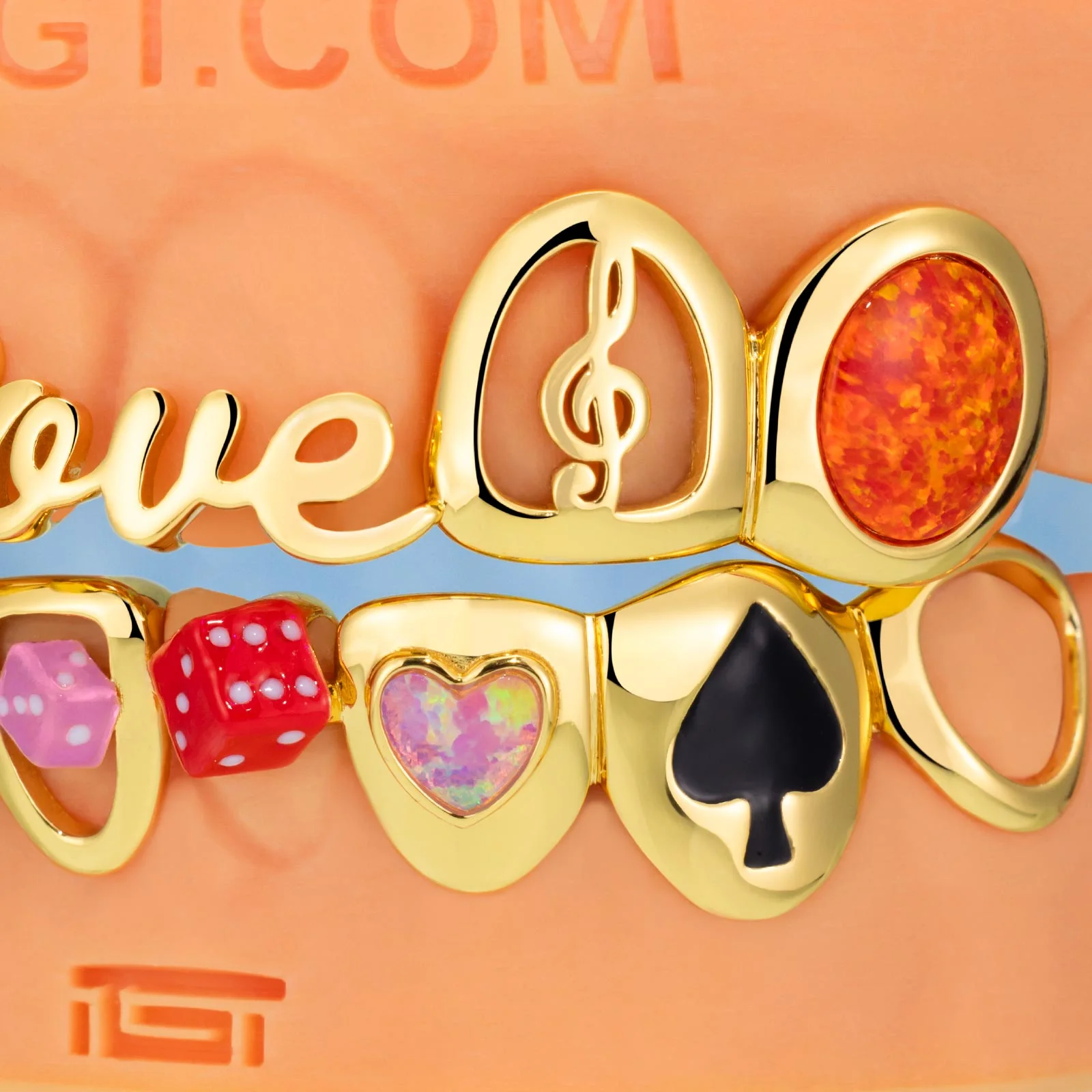Opal Heart Dice Love Grillz - Image 3