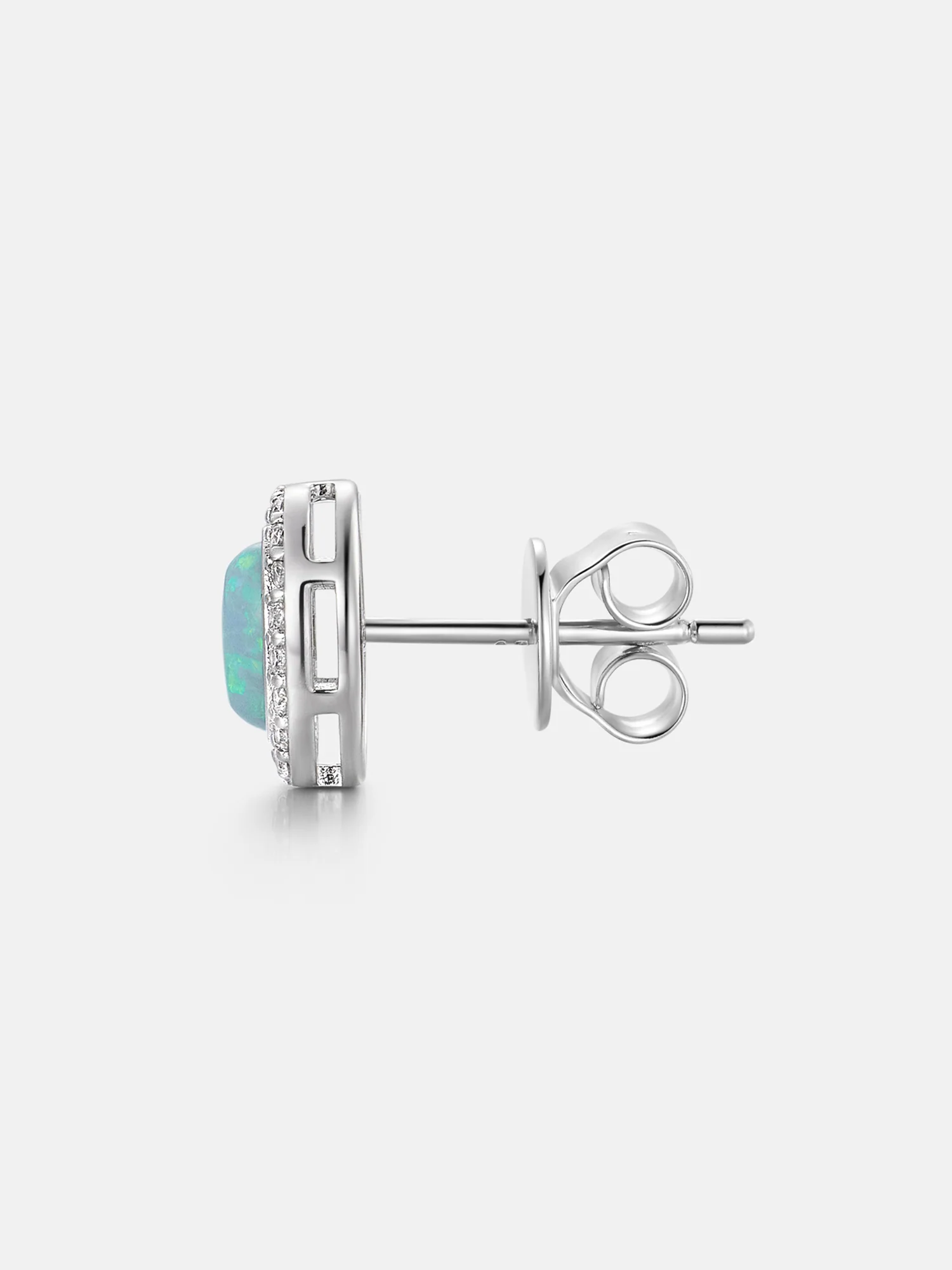 Opal & Moissanite Oval Cluster Stud Earrings - Image 4