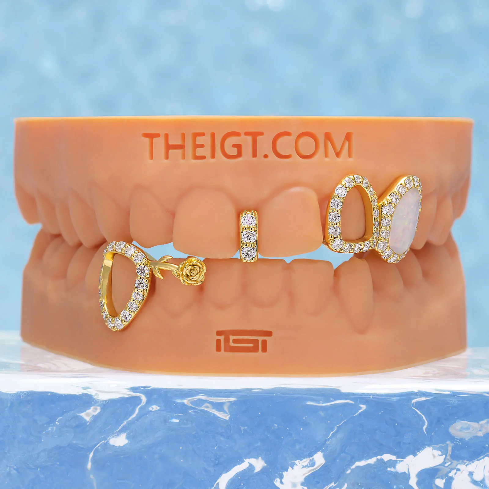 Opal Rose Iced Open-Face Grillz