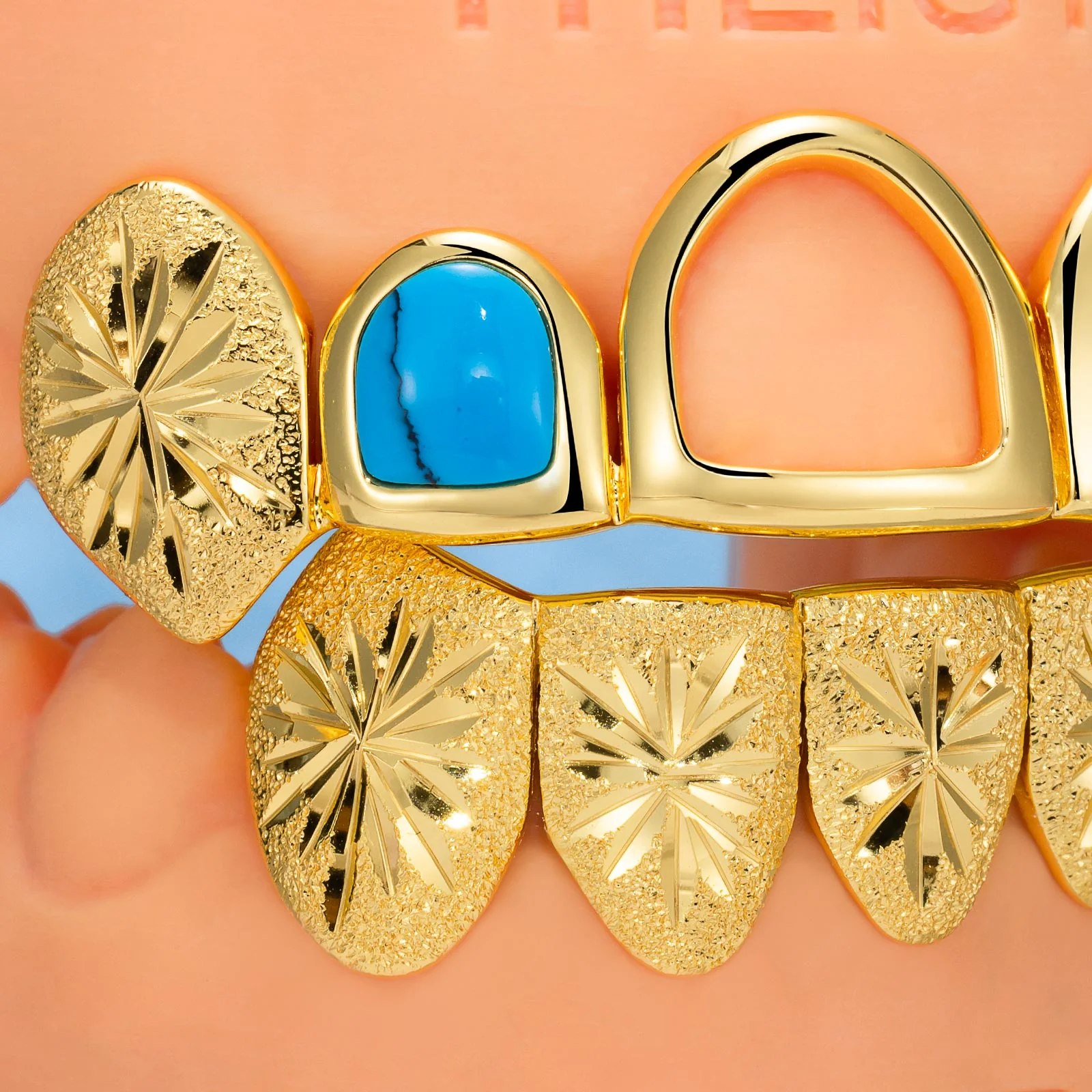 Open Face W Bottom Sunburst Grillz - Image 3