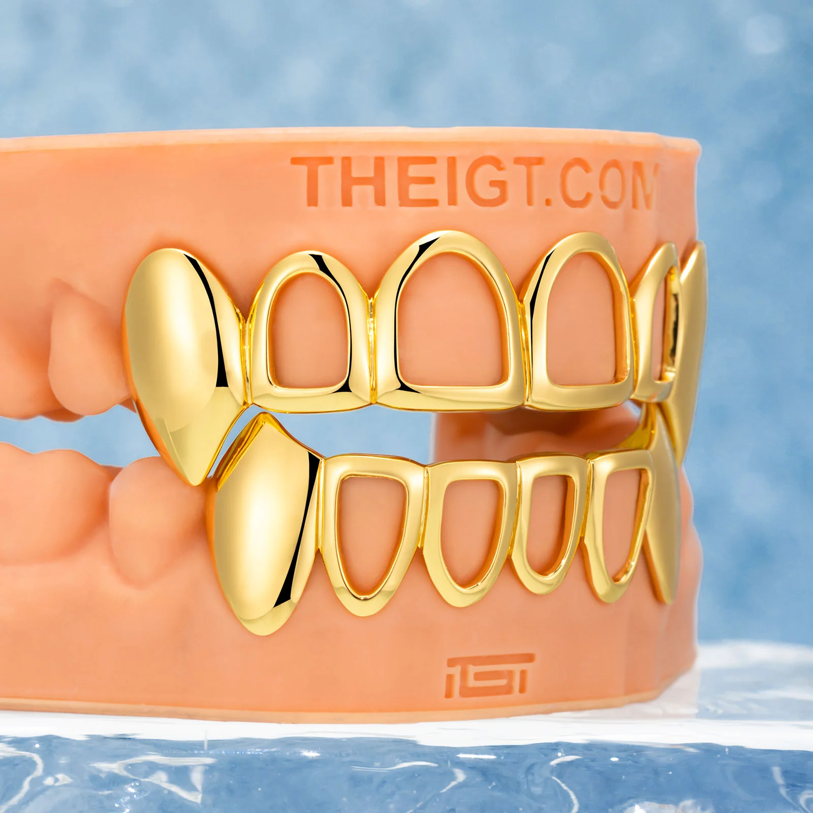 Open Face W Double Solid Fangs Grillz - Image 2