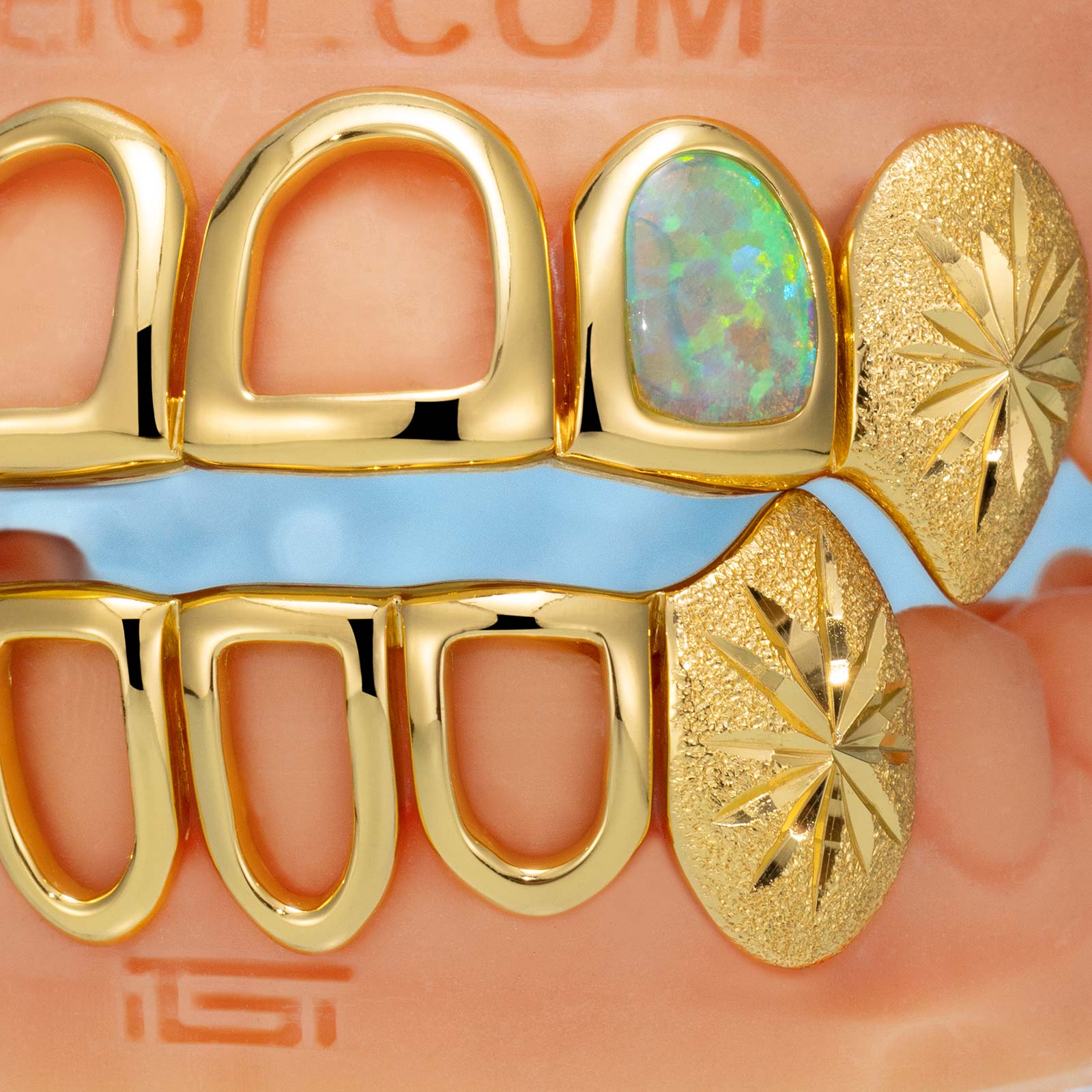 Open Face W Sunburst On Fang Grillz - Image 3