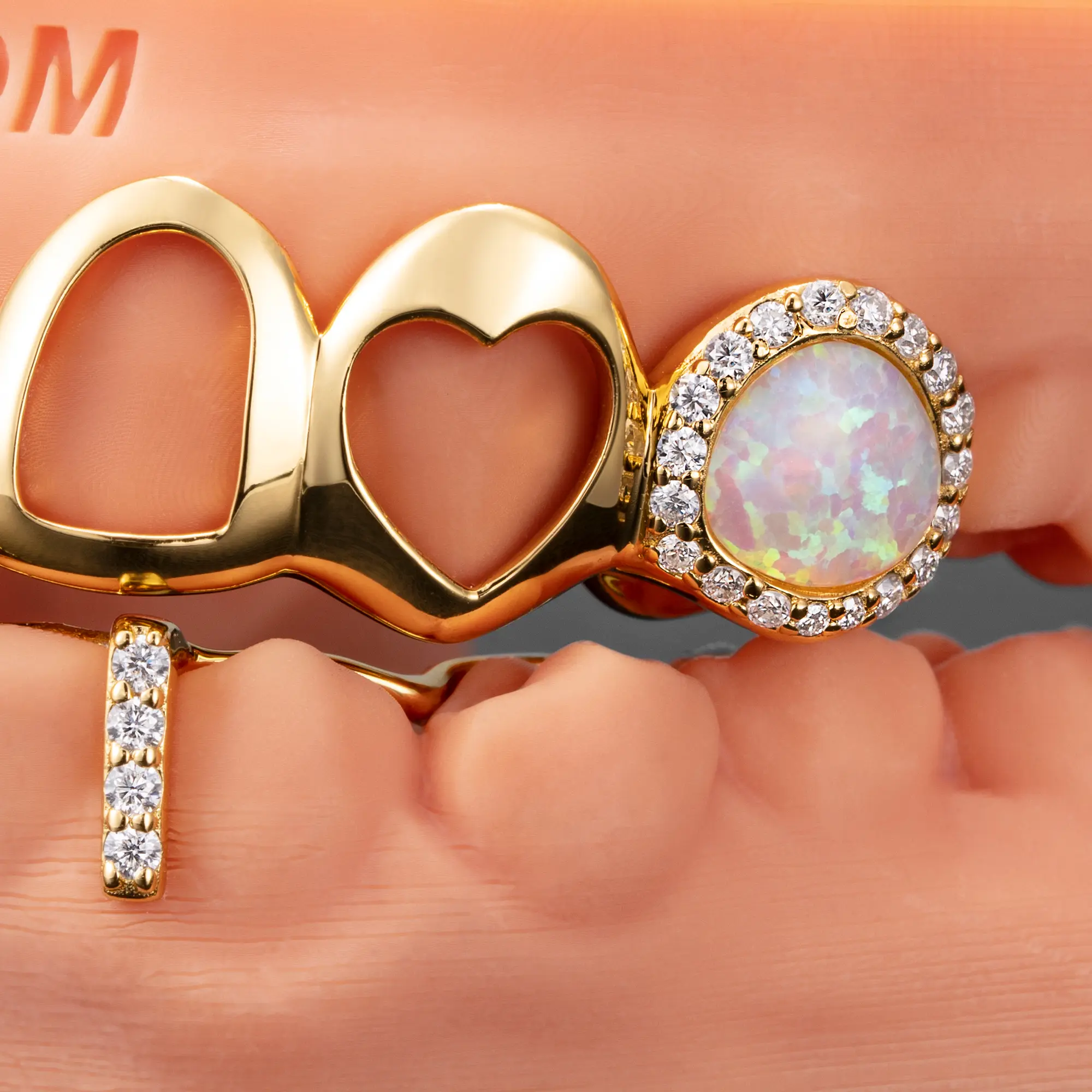 Open Face With Diamond Gap Bar Grillz - Image 9