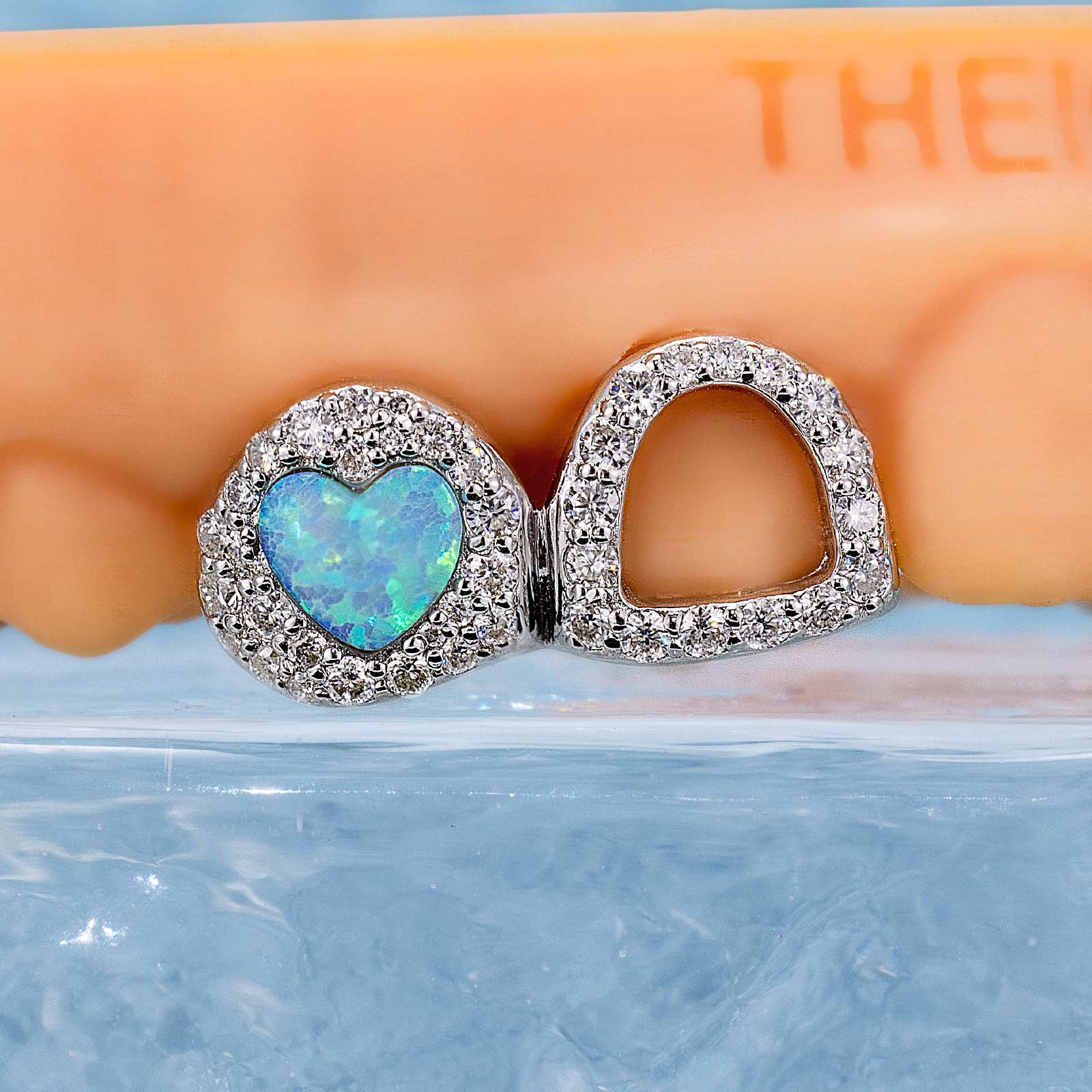 Open Face With Heart Opal Grillz - Image 3