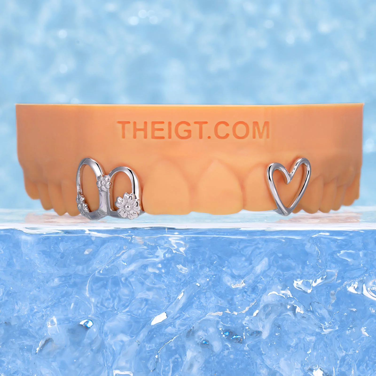 Open Heart with Floral Accent Grillz
