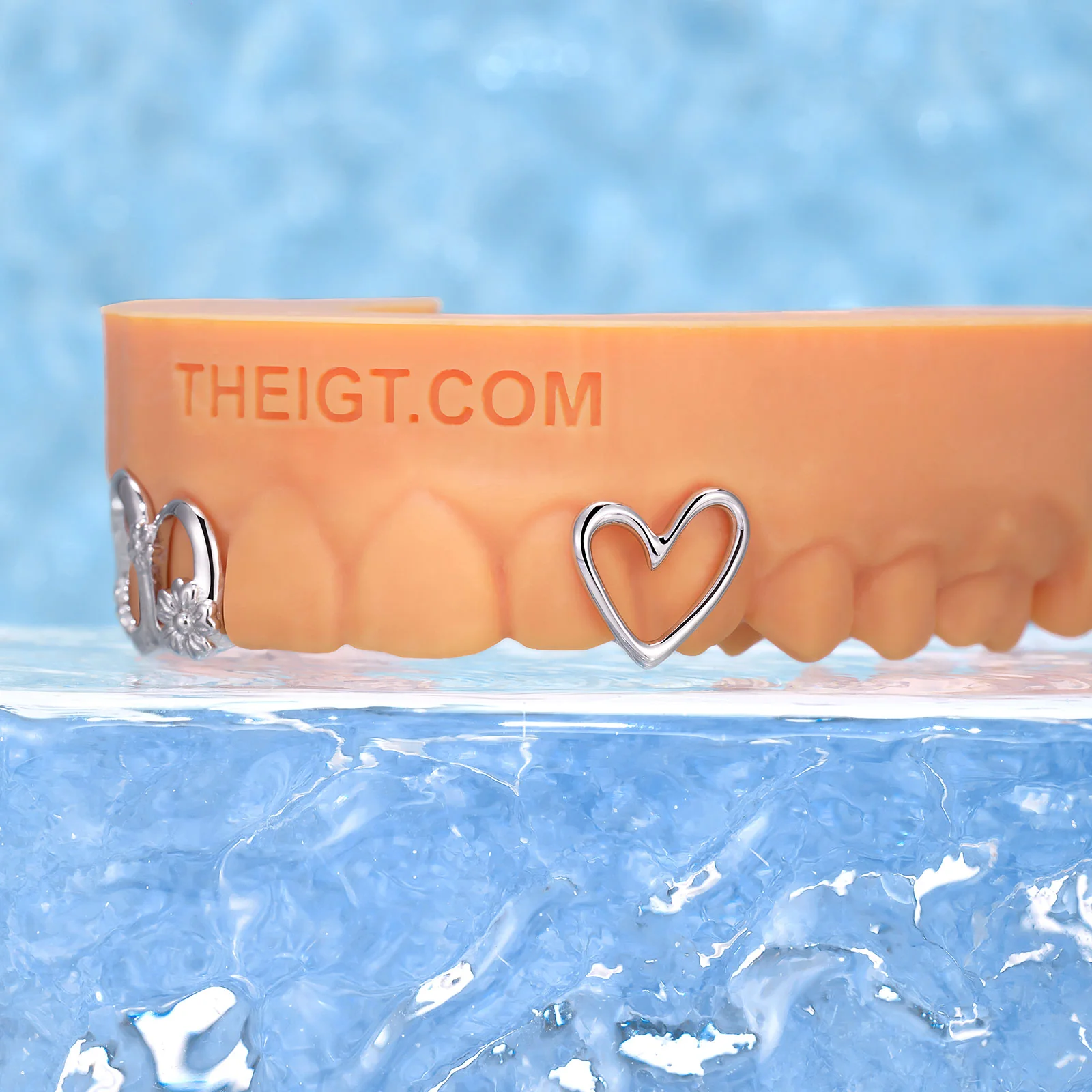 Open Heart with Floral Accent Grillz - Image 5