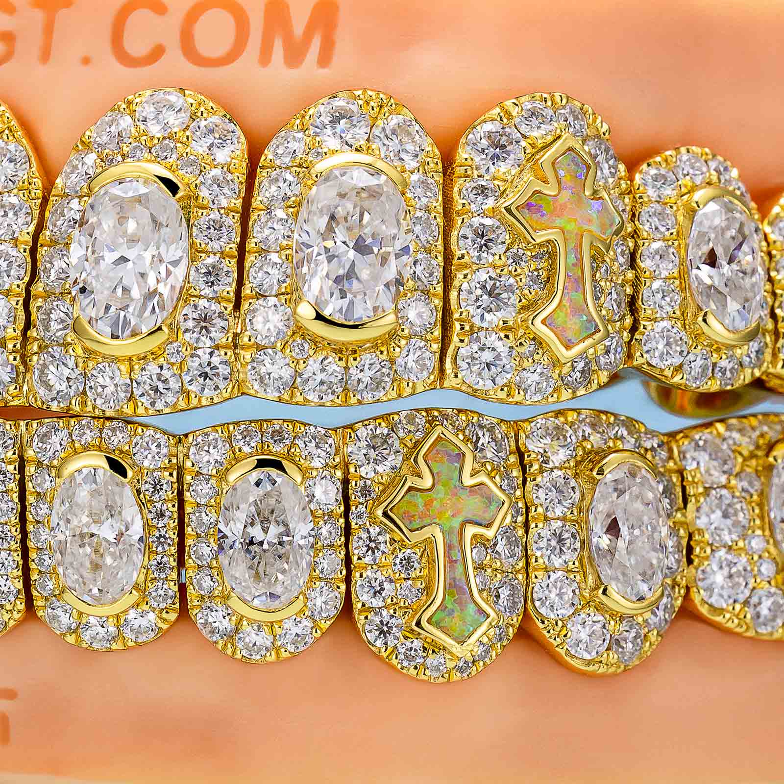 Oval Cut Diamond On Center W Opal Cross Grillz - Image 2