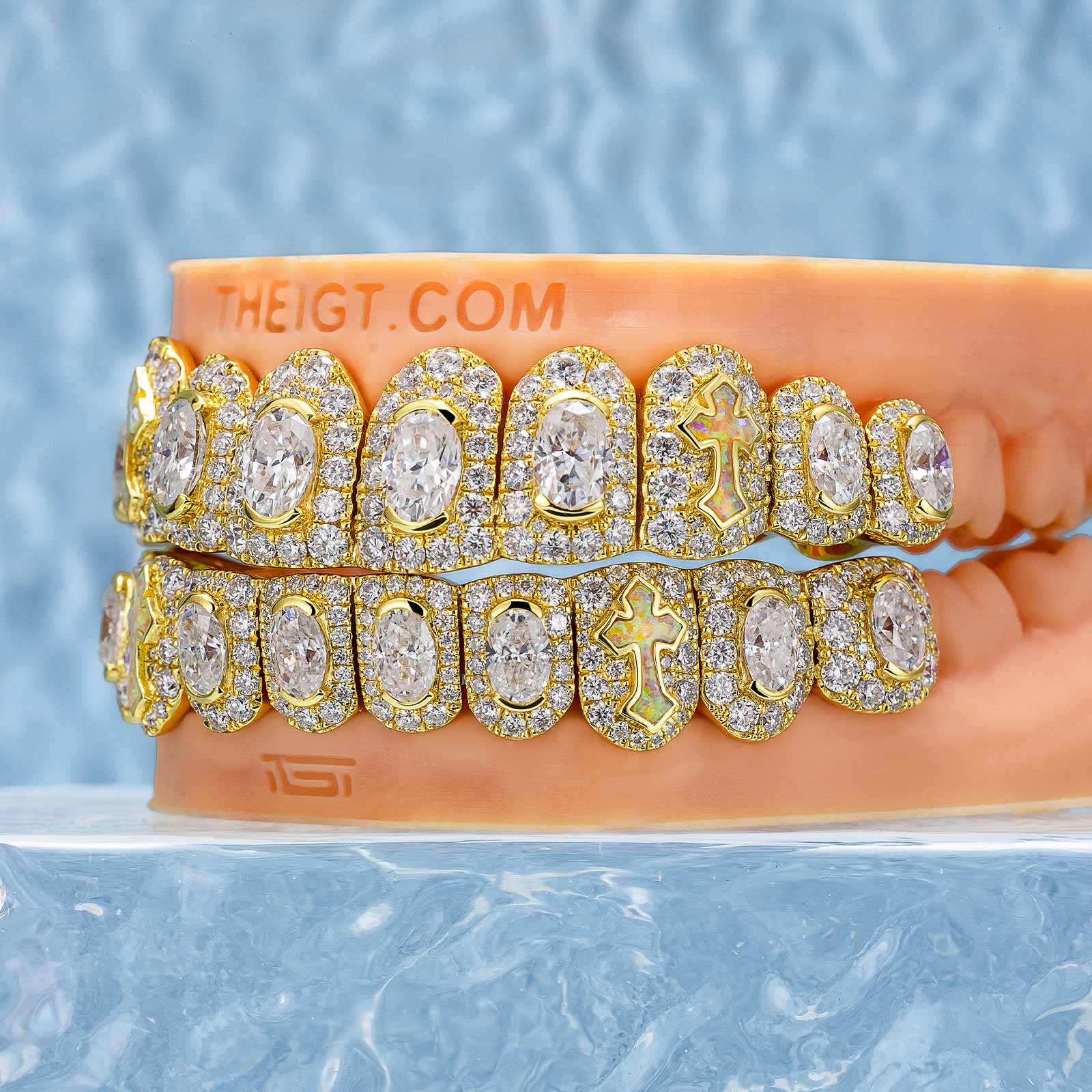 Oval Cut Diamond On Center W Opal Cross Grillz - Image 5