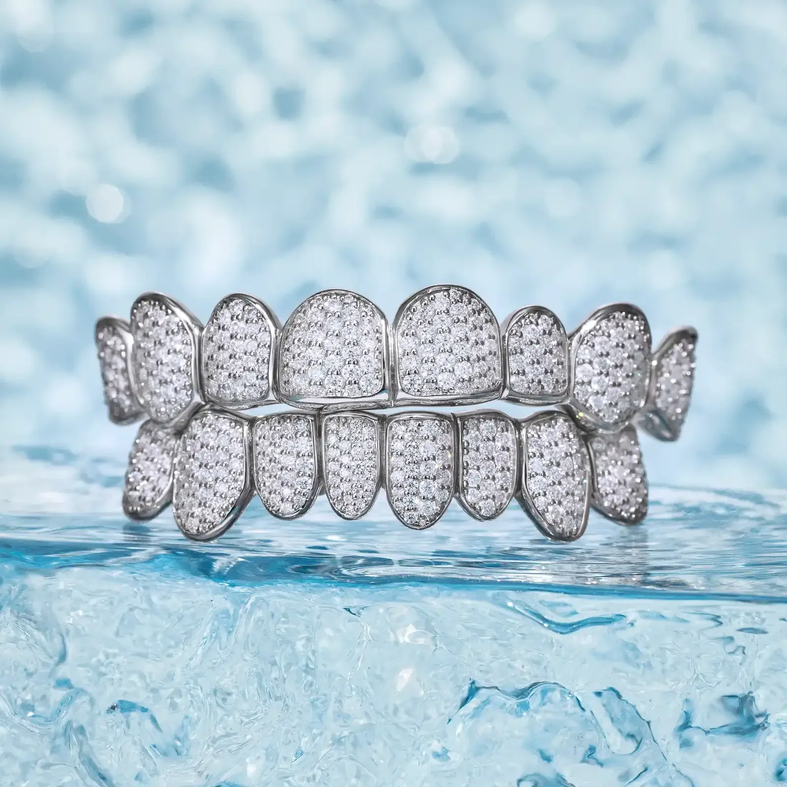 Pave/Honeycomb Moissanite Or Lab Hand-Setting Grillz - Image 4