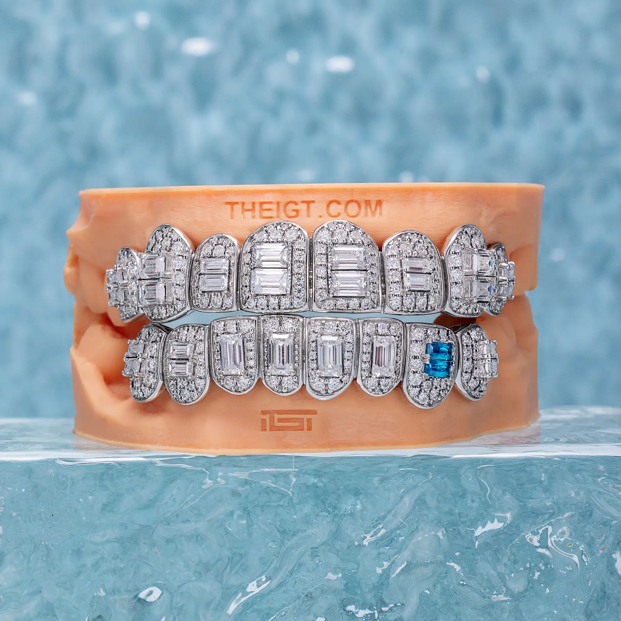 Pave Setting Diamond Grillz Radiant Cut Purple Sapphire - Image 4