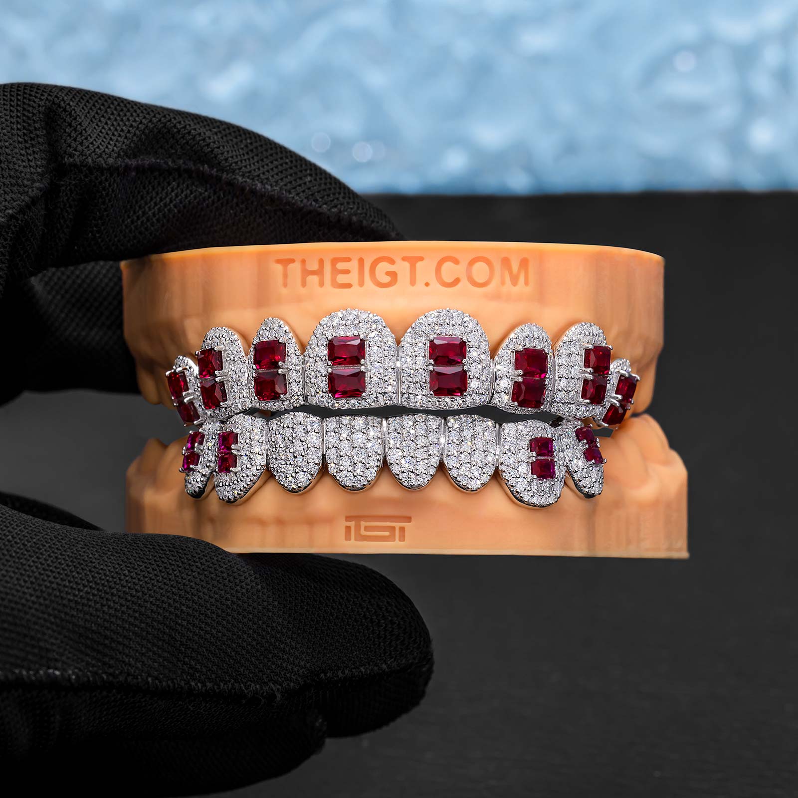 Pave Setting Diamond Grillz Radiant Cut Purple Sapphire - Image 7