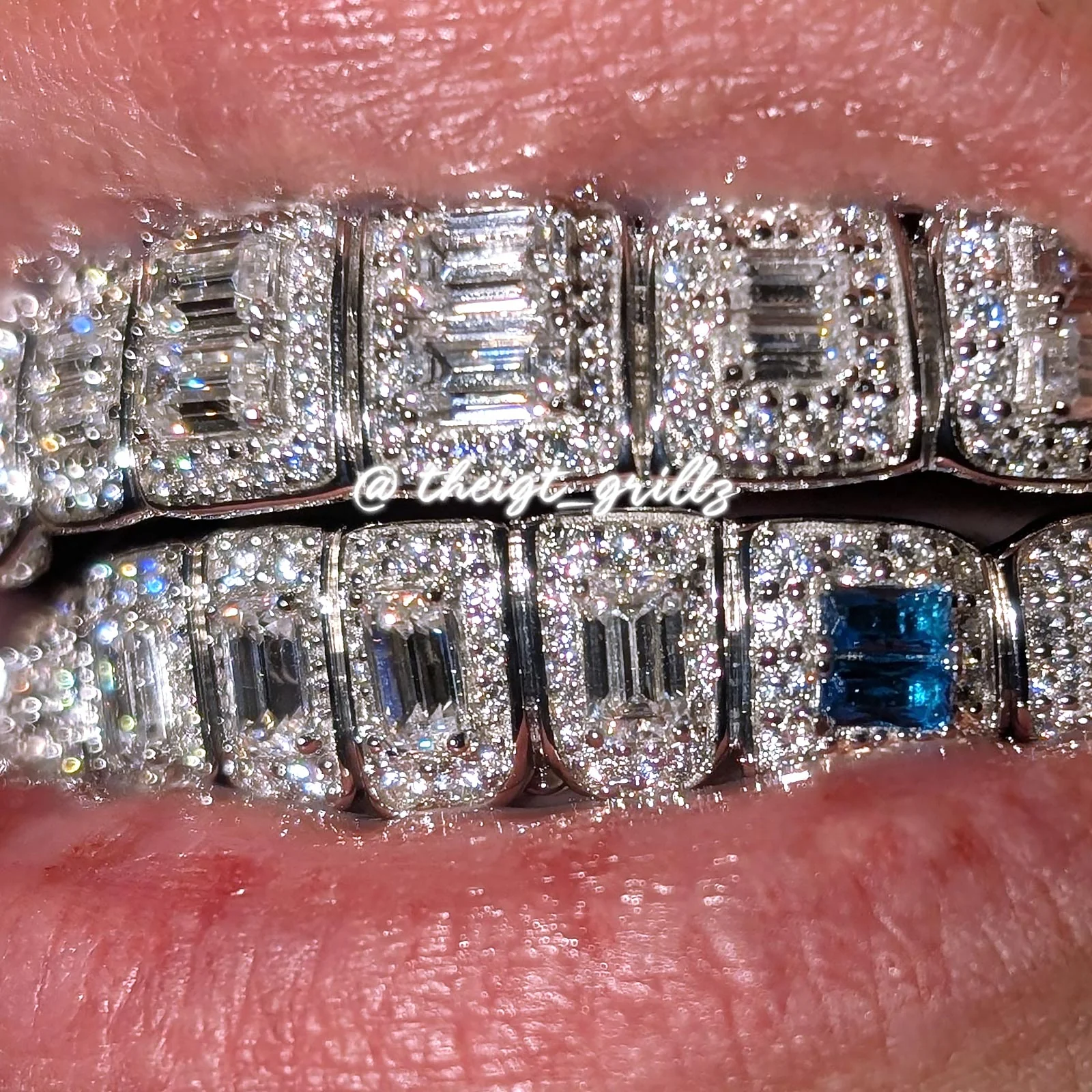 Pave Setting Diamond Grillz Radiant Cut Purple Sapphire - Image 8