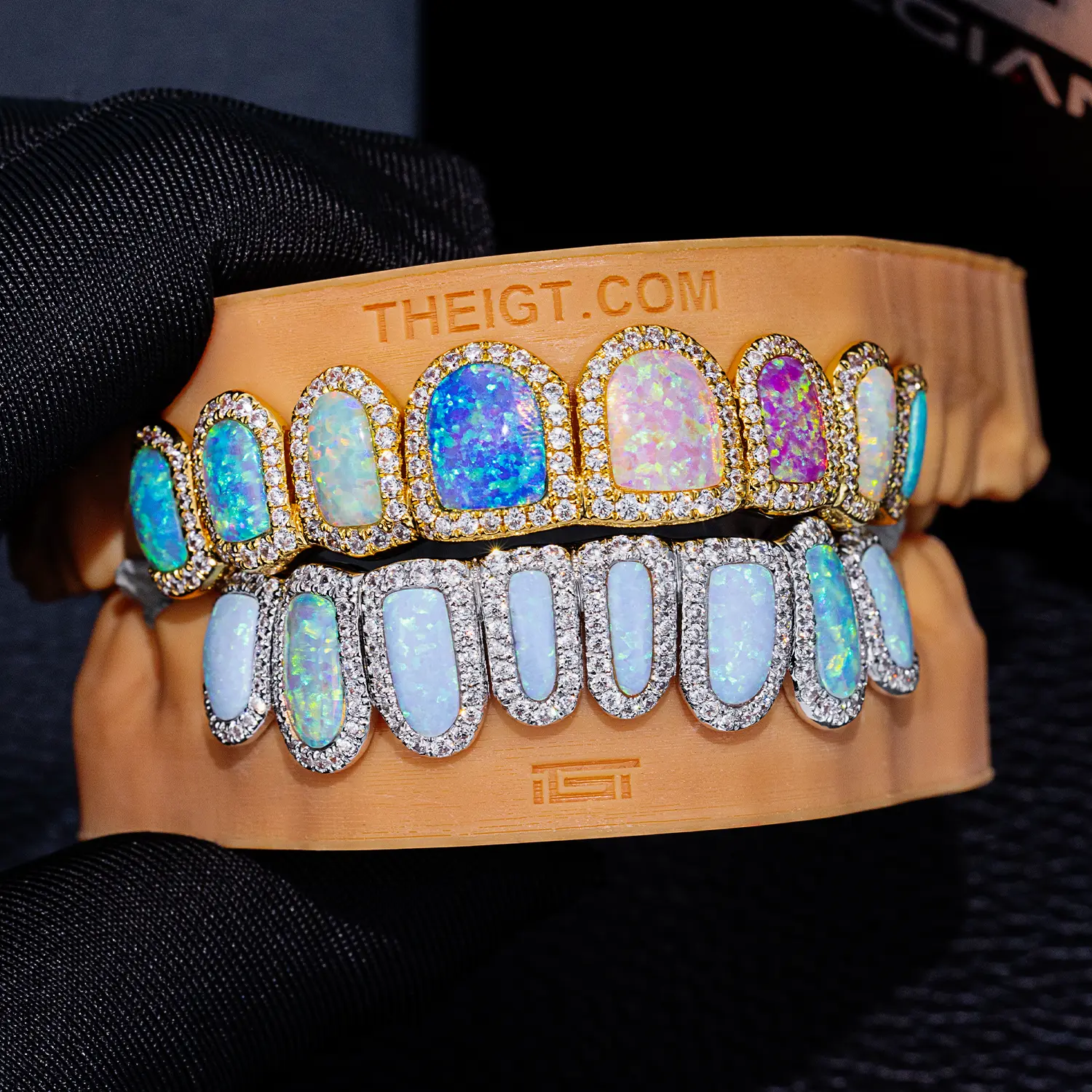 Pave Setting Multi-Colored Opal Diamond Grillz - Image 3