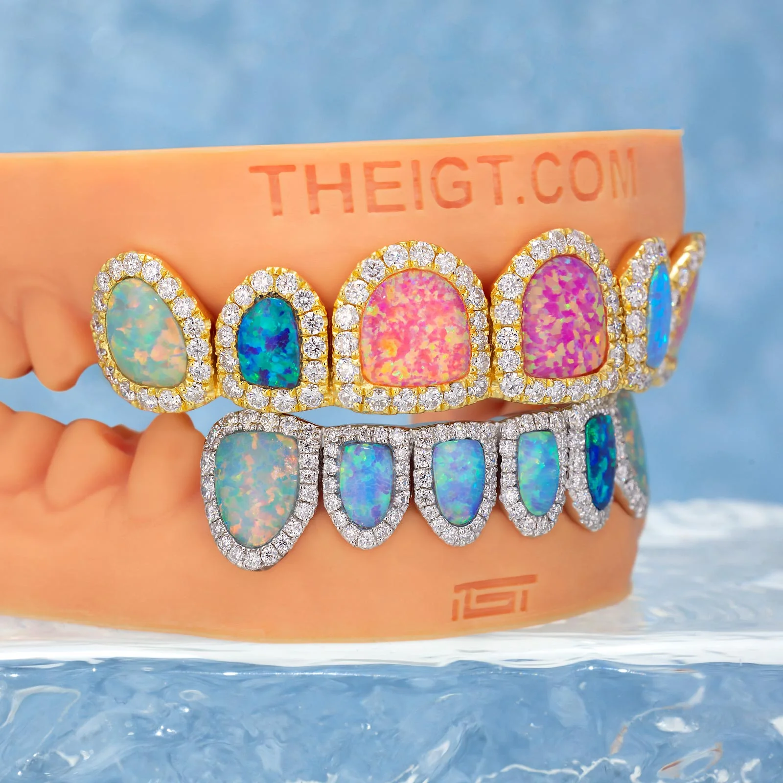 Pave Setting Multi-Colored Opal Diamond Grillz - Image 5