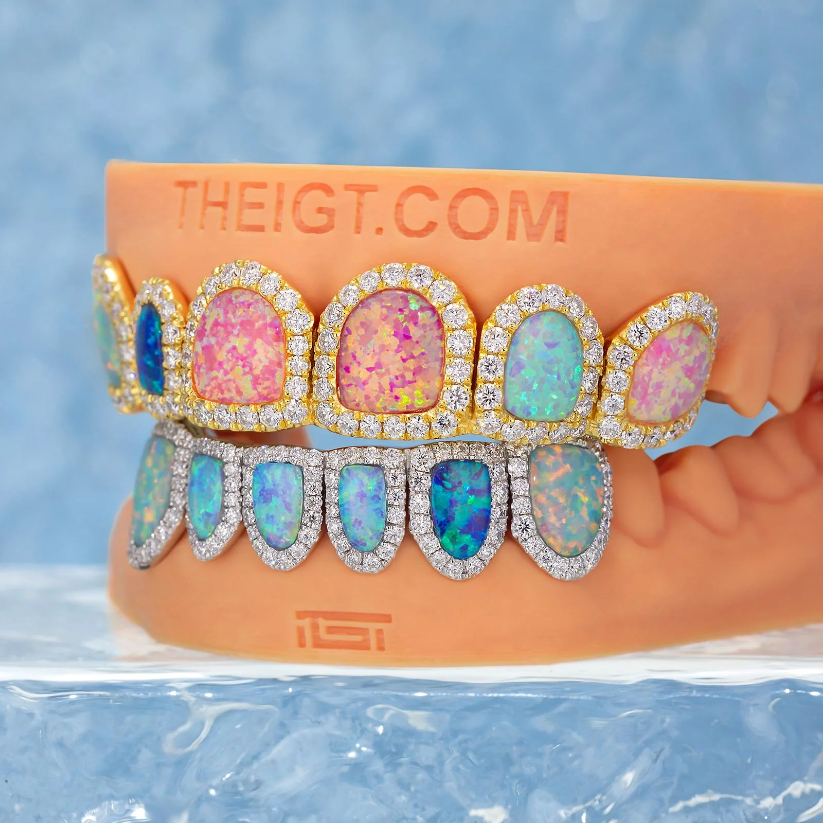 Pave Setting Multi-Colored Opal Diamond Grillz - Image 6