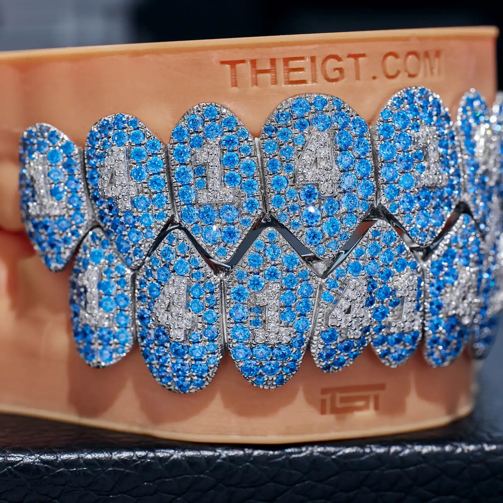 Pave Setting Number Diamond Fang Grillz Blue Topaz - Image 3