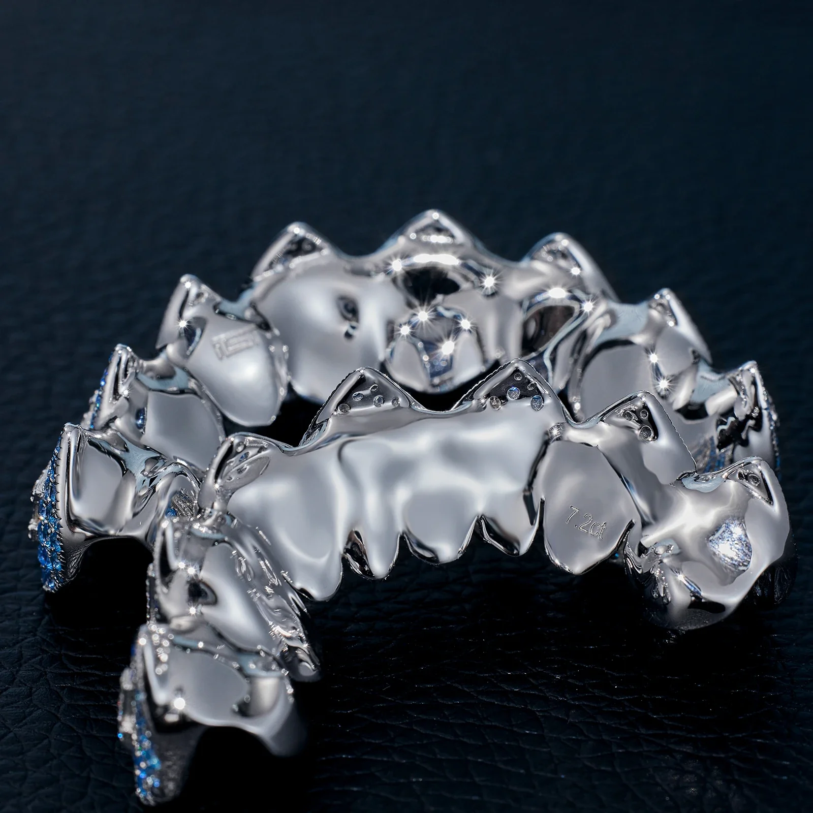 Pave Setting Number Diamond Fang Grillz Blue Topaz - Image 4