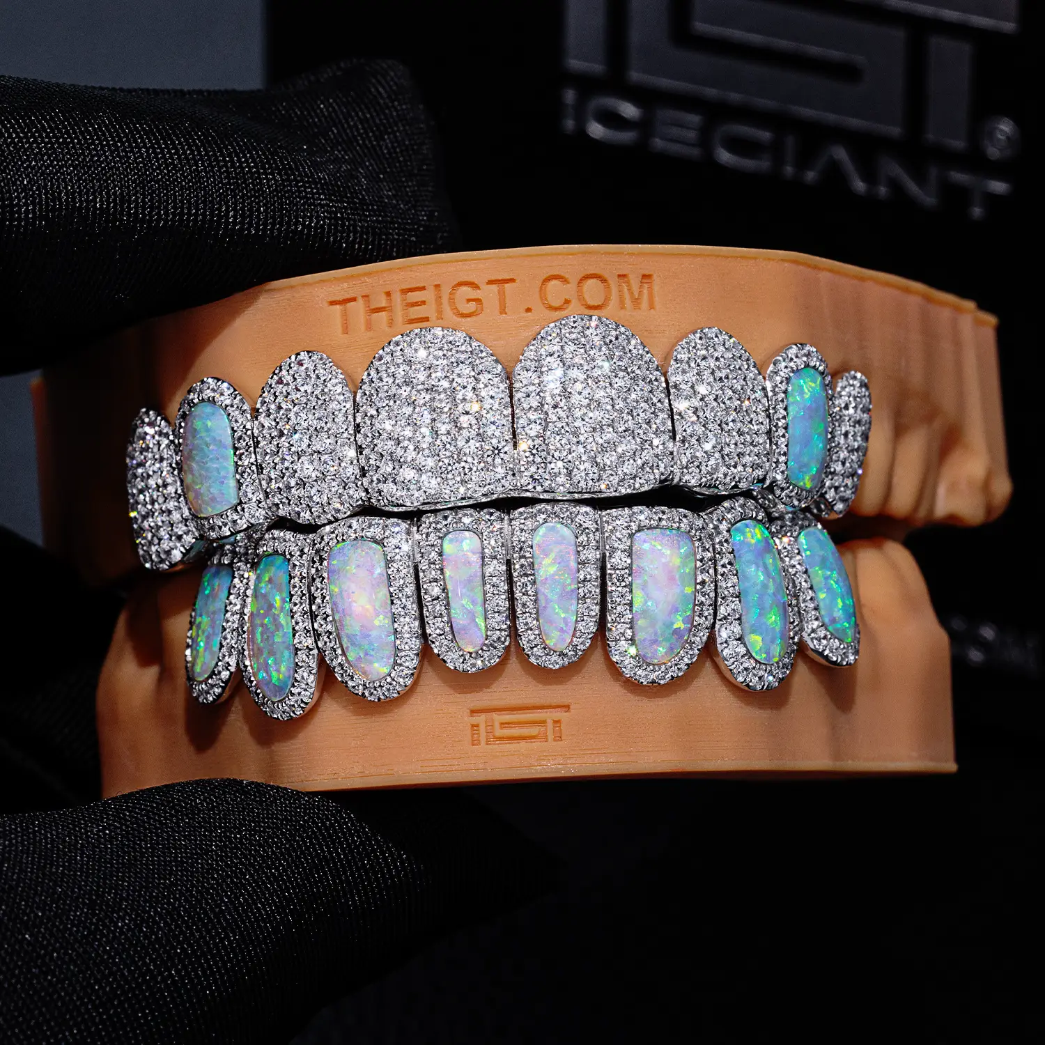 Pave Setting Opal Diamond Grillz - Image 3