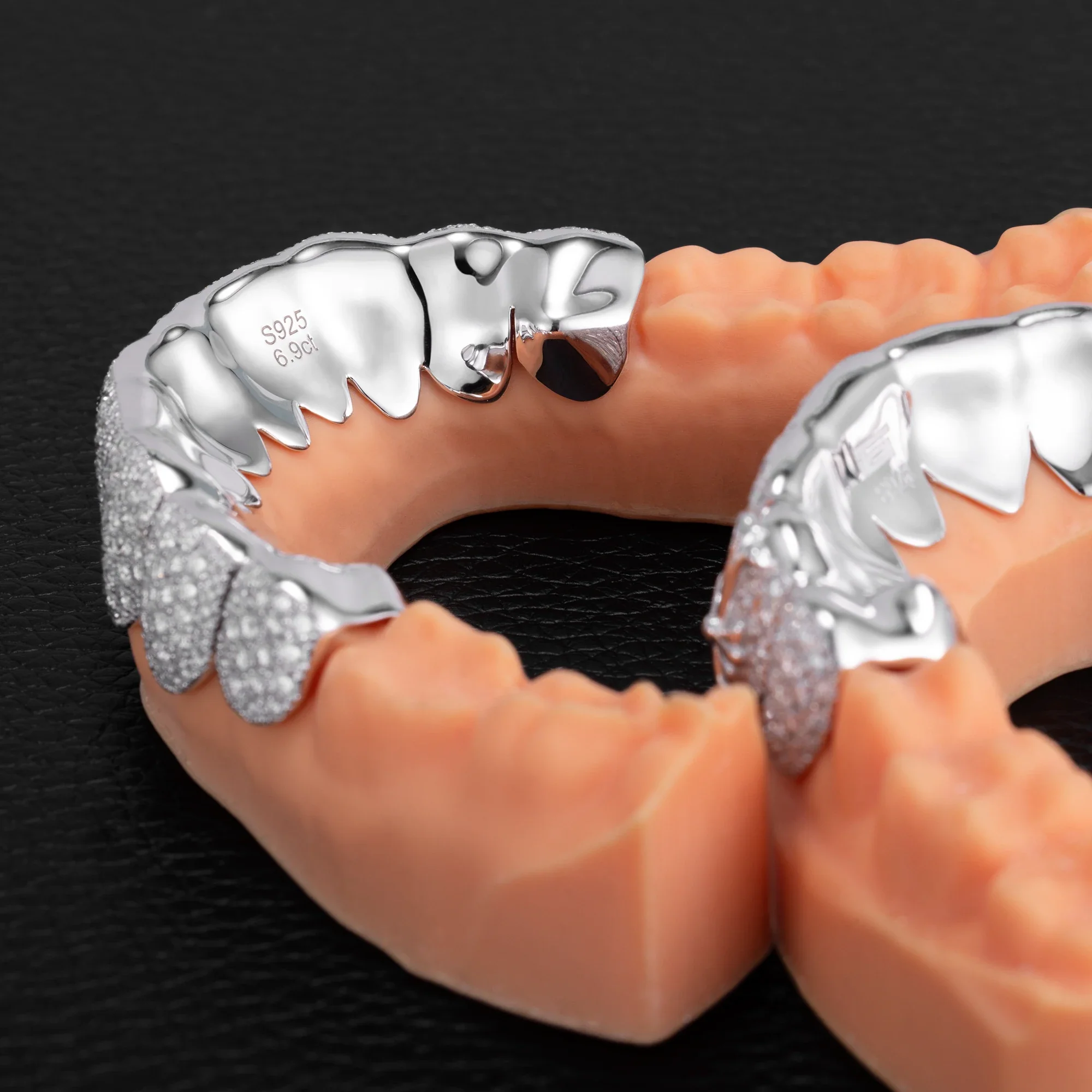 Pave Setting w Cross On Fang Diamond Grillz - Image 3