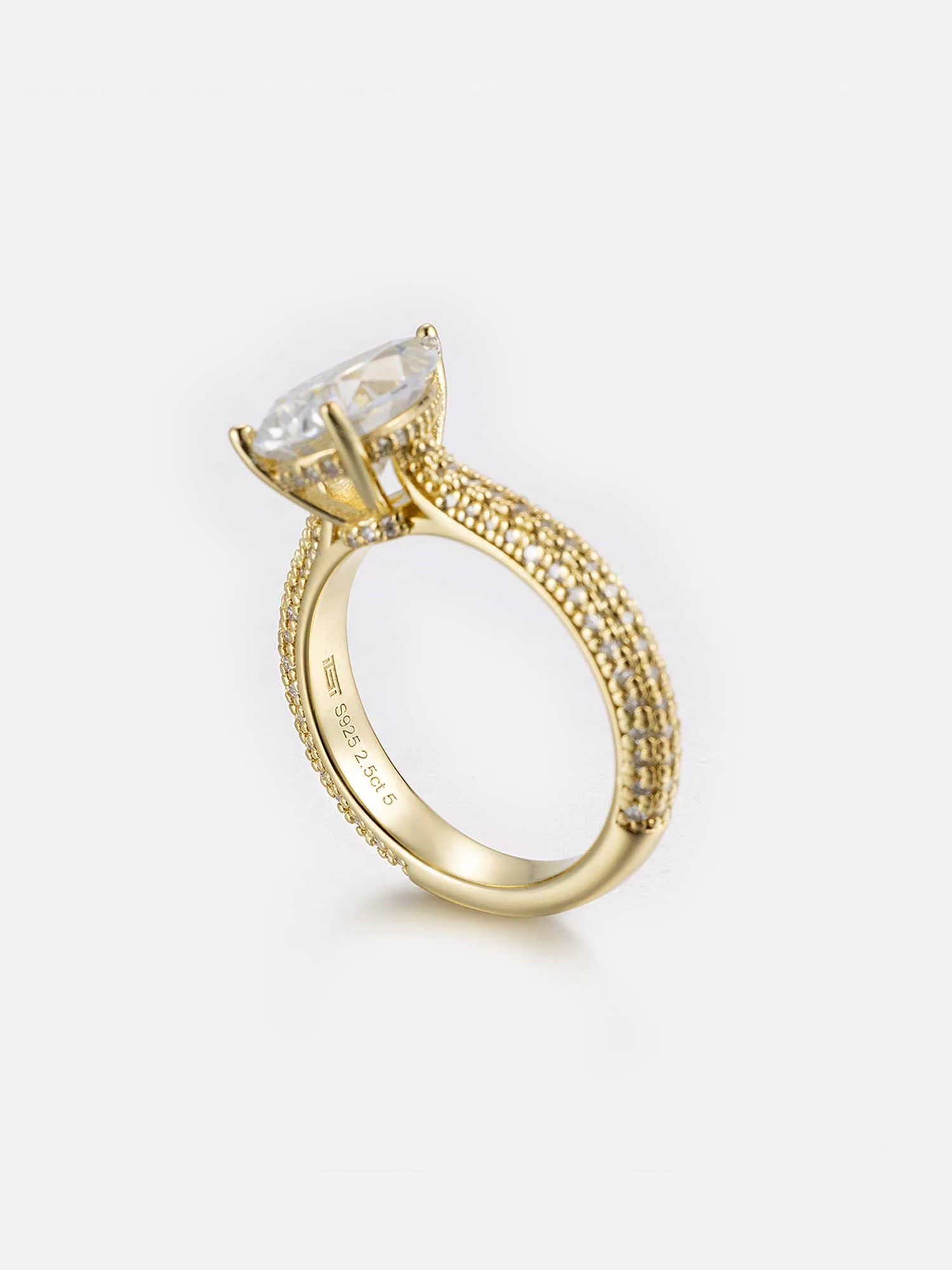 Pear Cut Halo Ring With Side Diamonds - Image 4