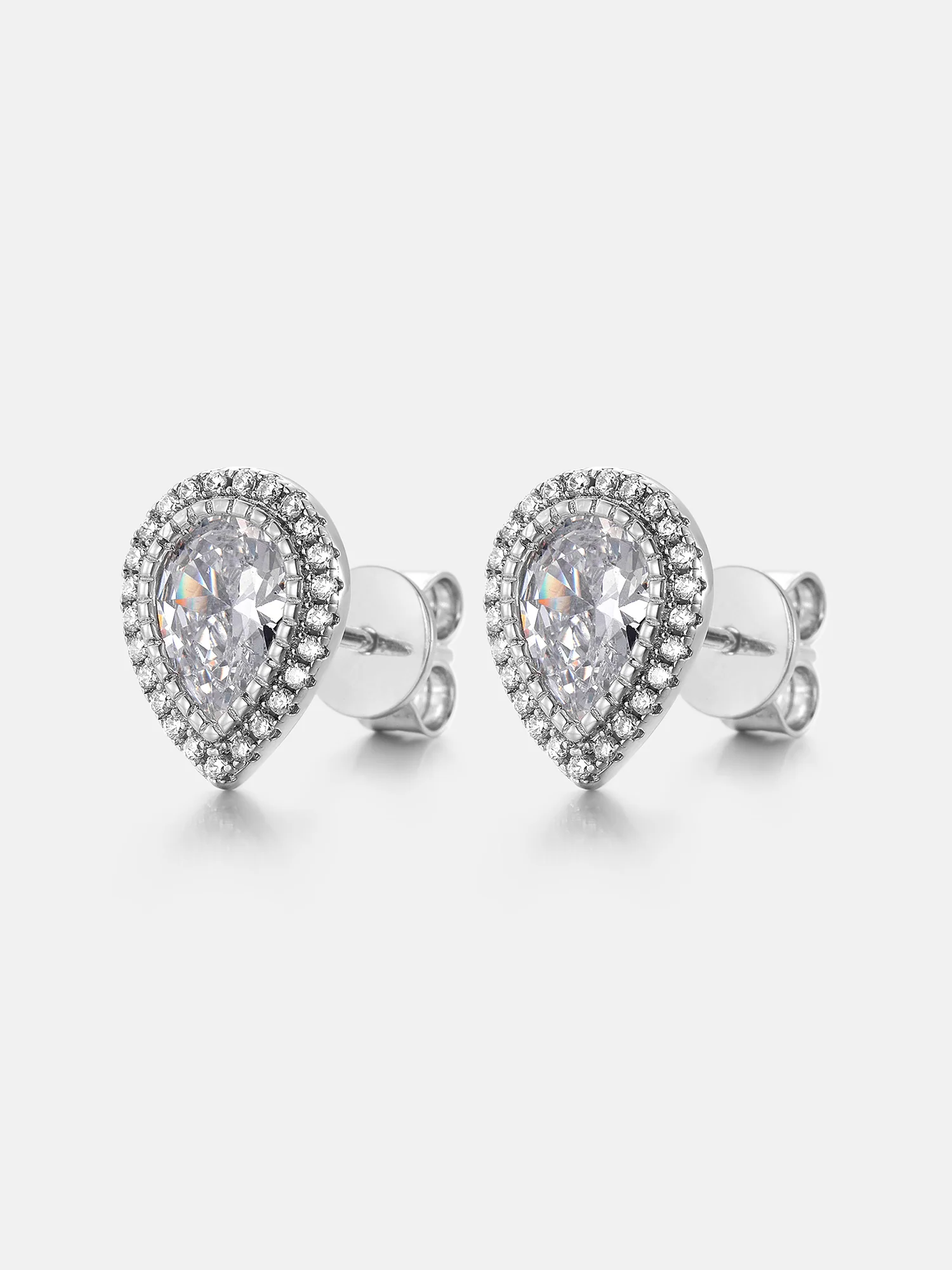 Pear Cut Moissanite Cluster Stud Earrings - Image 2