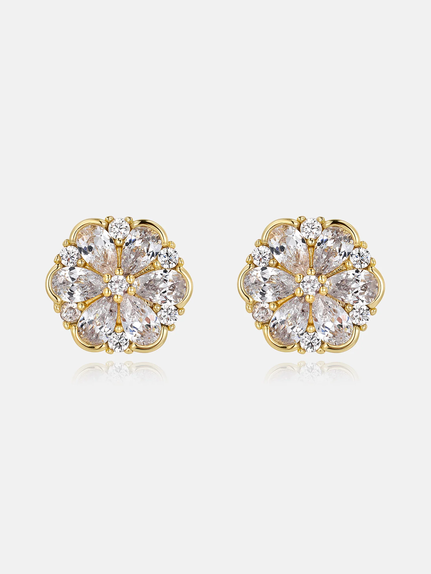 Pear Cut Moissanite Petal Cluster Stud Earrings