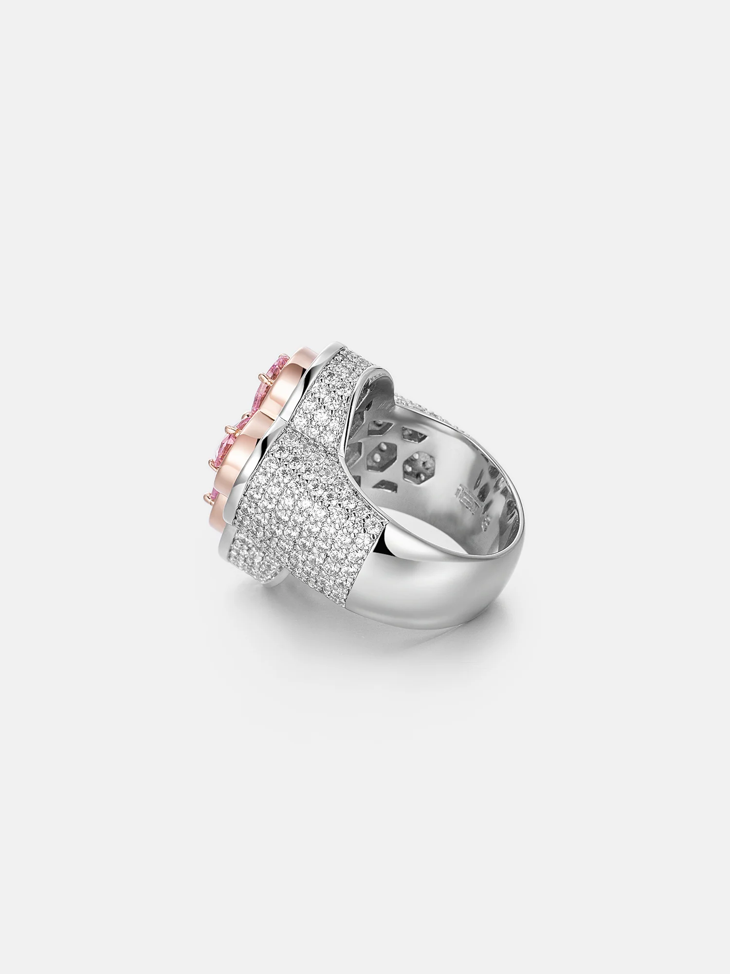 Pink Gemstone Moissanite Four Leaf Clover Ring - Image 4