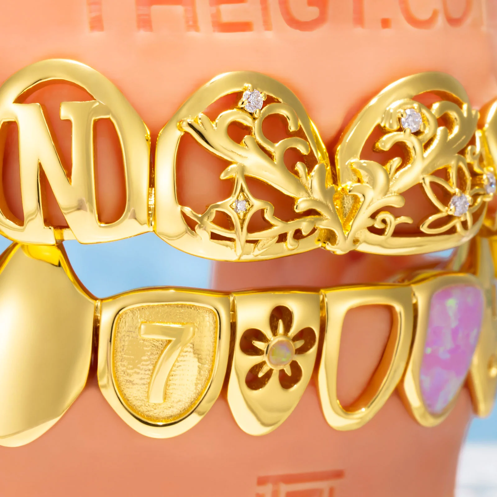 Pink Heart Opal Fusion Grillz - Image 3