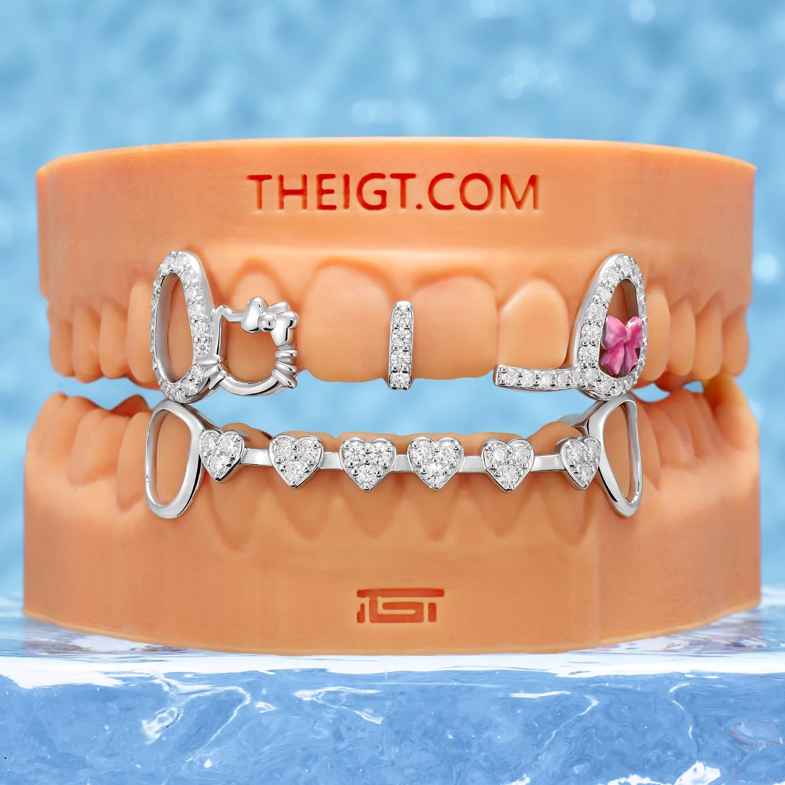 Pink Ribbon Kitty Aesthetic Grillz