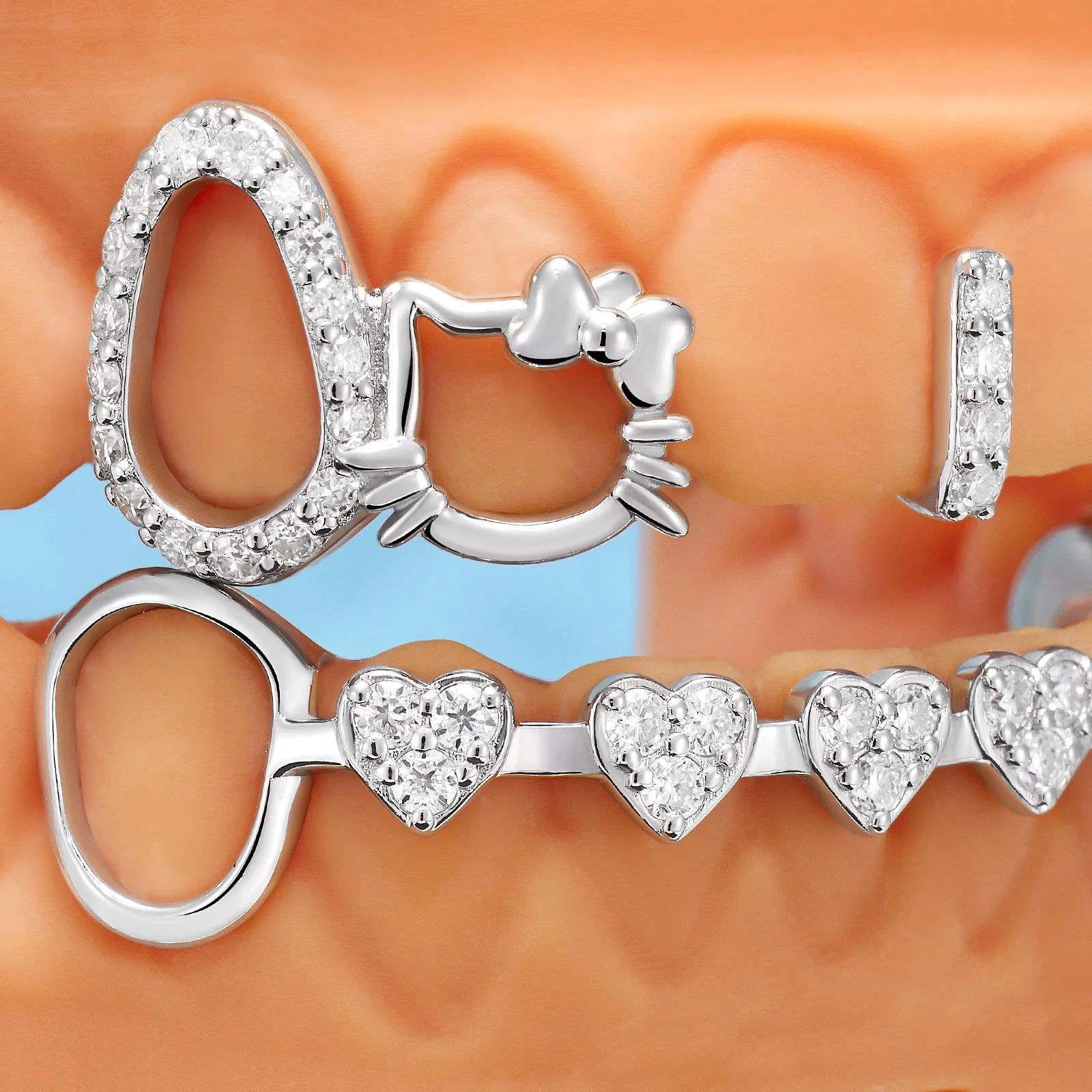 Pink Ribbon Kitty Aesthetic Grillz - Image 2
