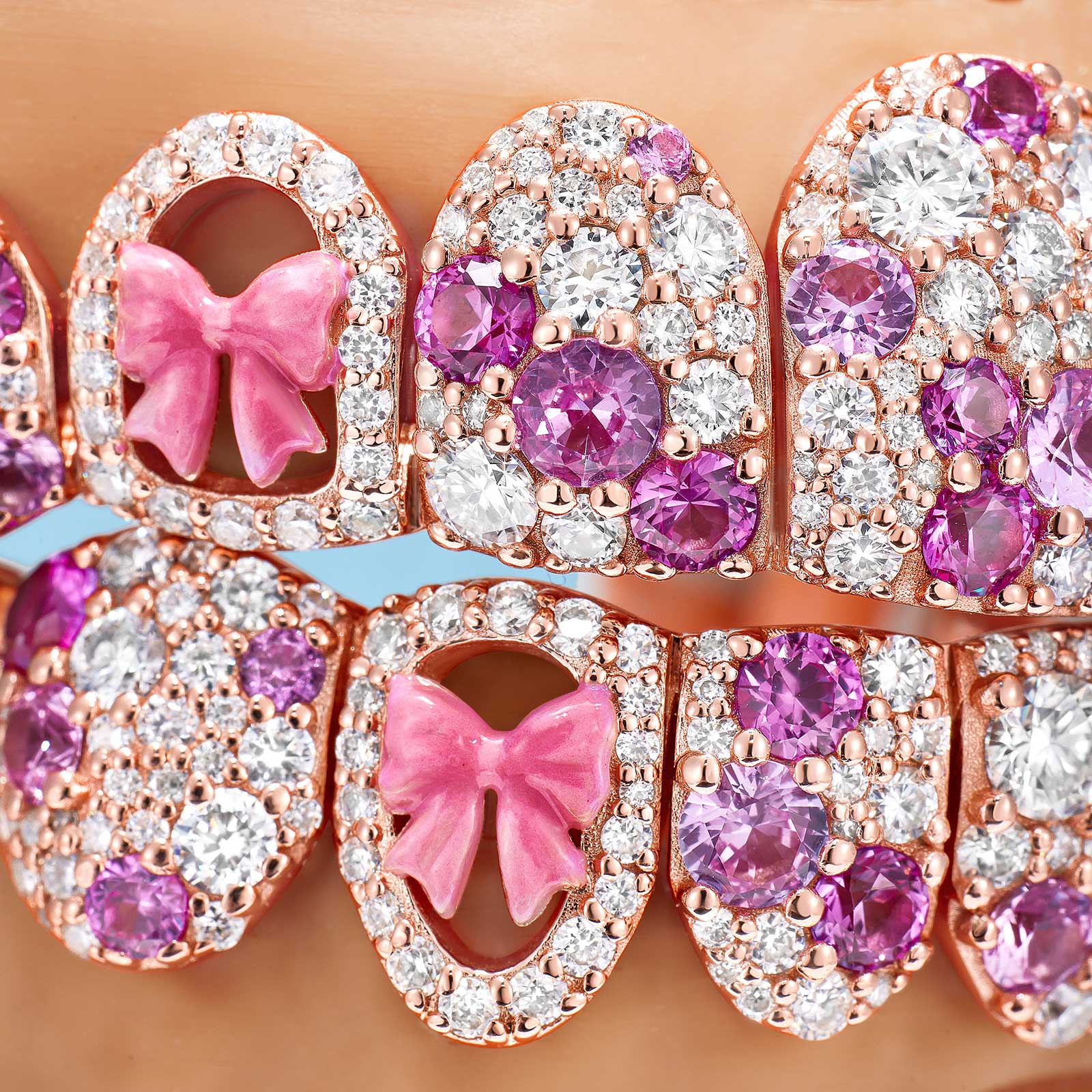 Pink Ribbon Mosaic Style Grillz - Image 2