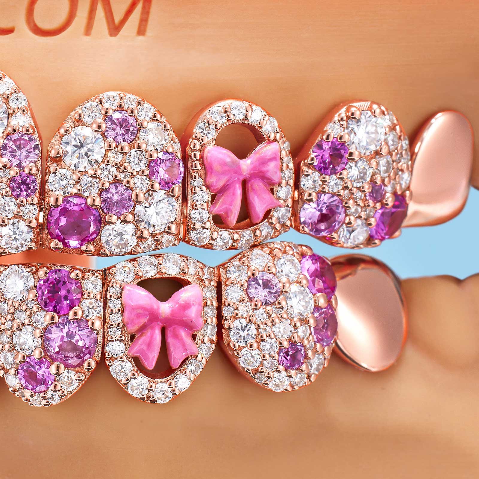 Pink Ribbon Mosaic Style Grillz - Image 3