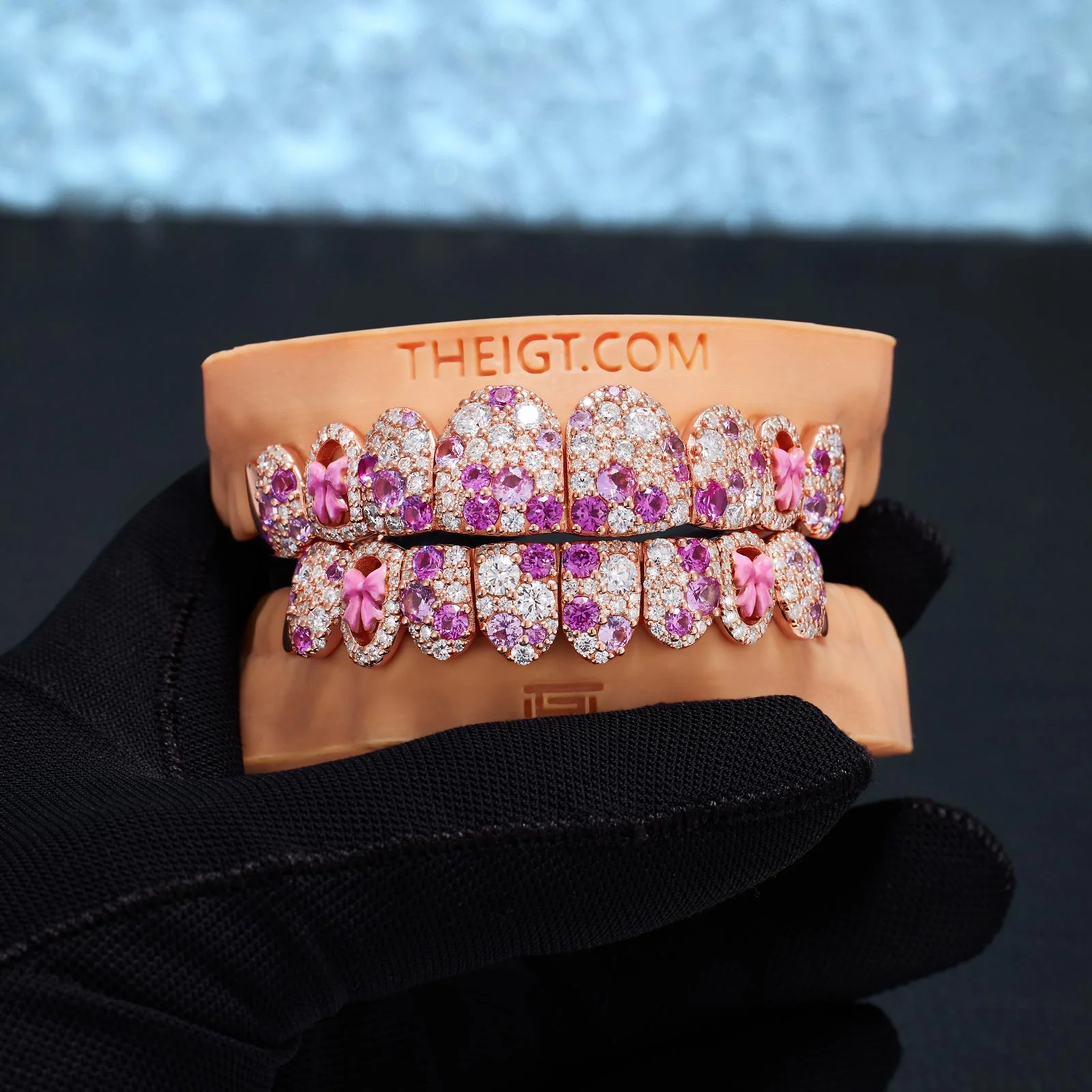 Pink Ribbon Mosaic Style Grillz - Image 5