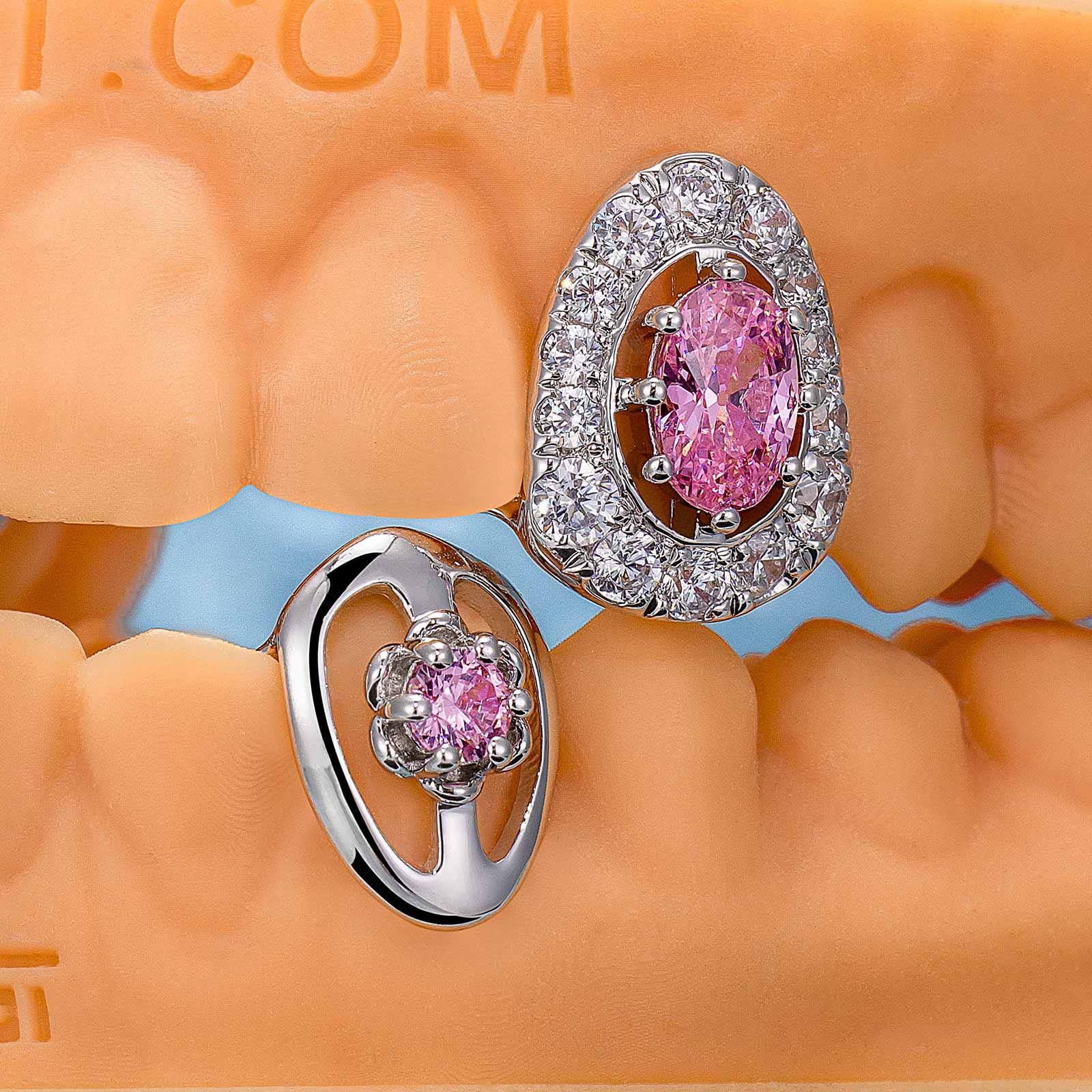 Pink Sapphires On Fang Grillz - Image 3