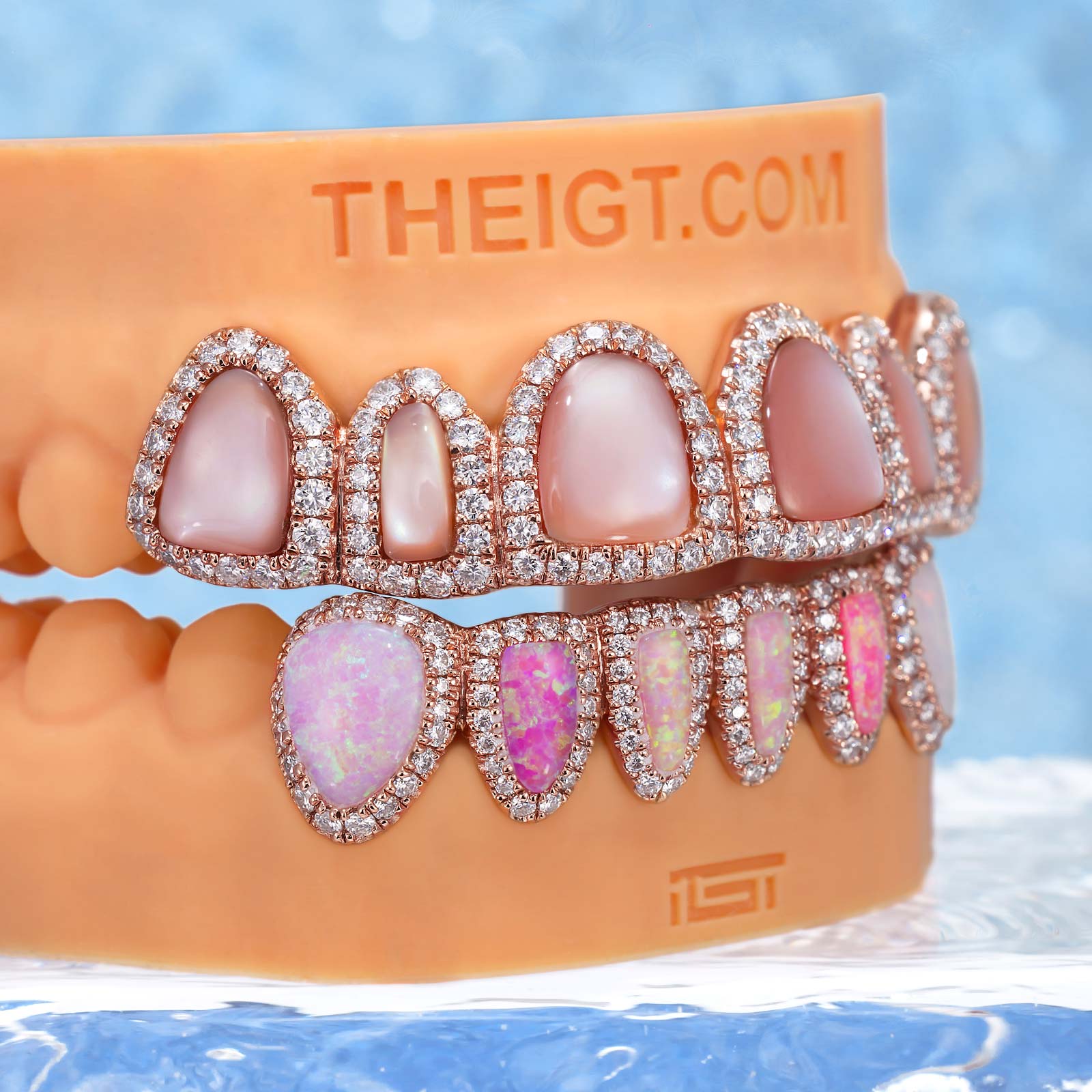 Pink Shell & Opal Diamond Grillz Set - Image 5