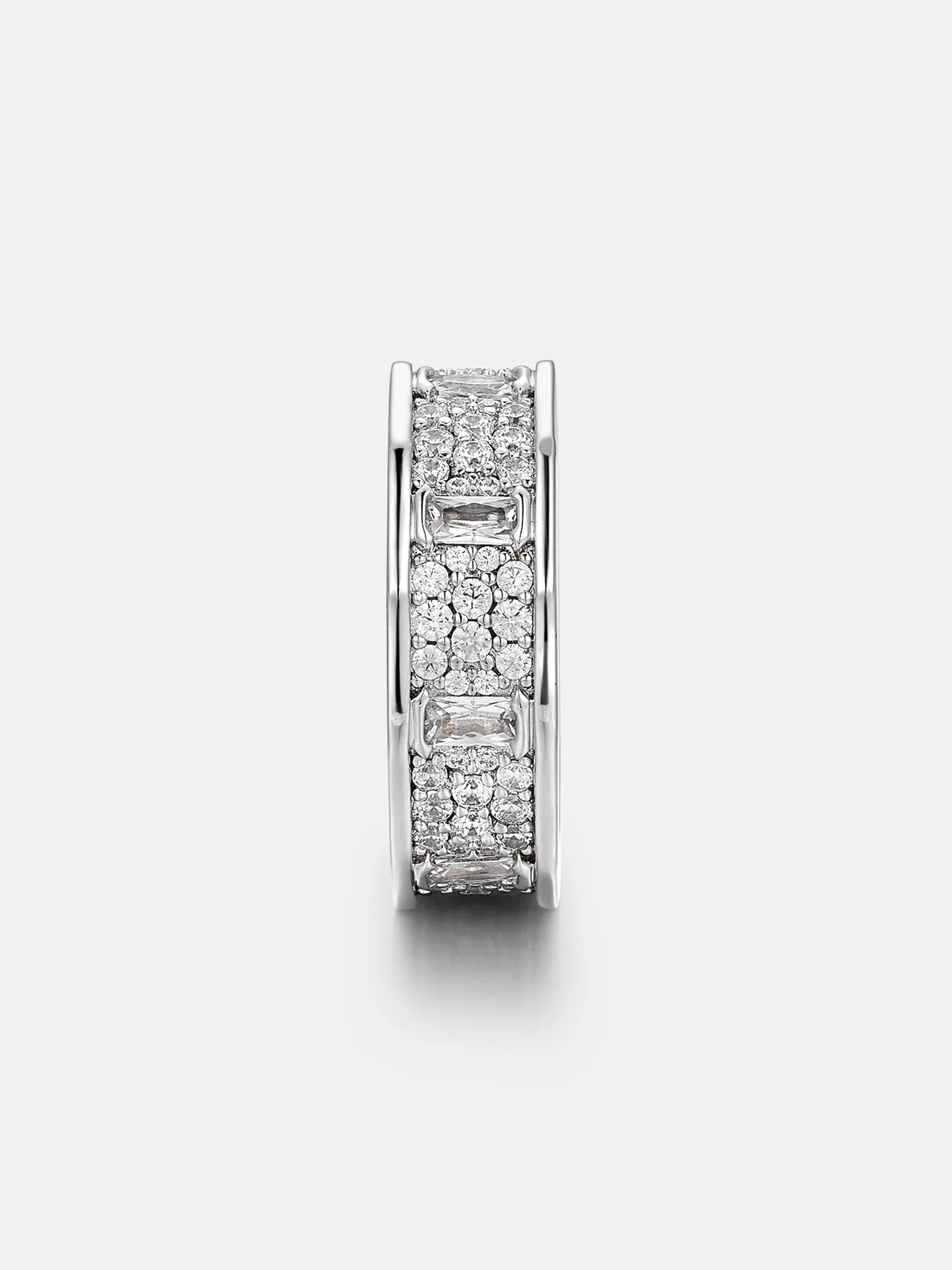 Polygon Baguette & Round Cut Moissanite Band Ring - Image 3
