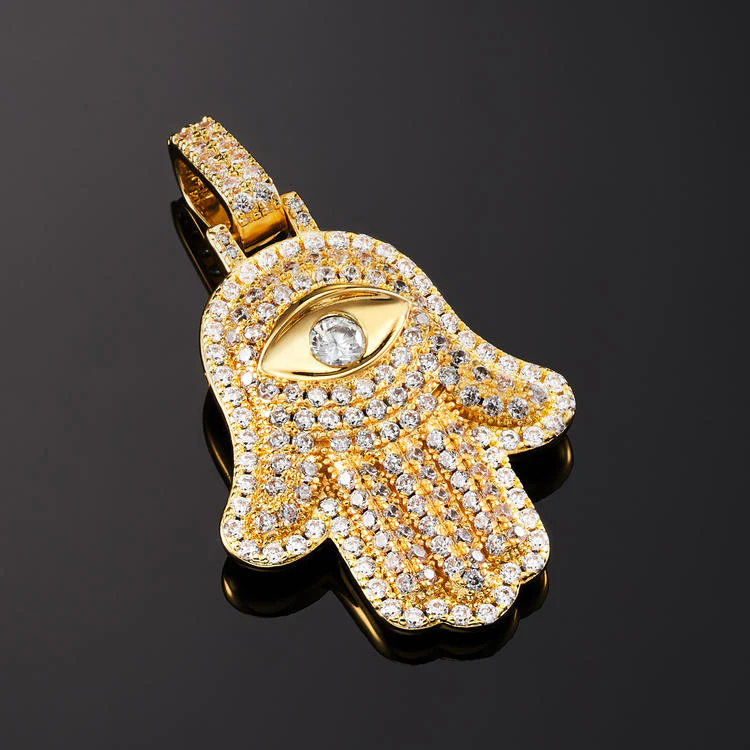S925 Moissanite Iced Hamsa Pendant - 2.9ct - Image 3