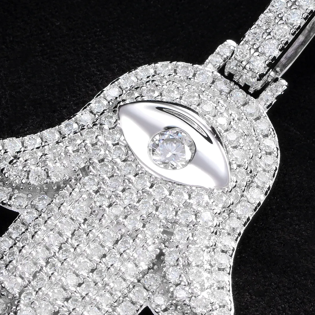 S925 Moissanite Iced Hamsa Pendant - 2.9ct - Image 4
