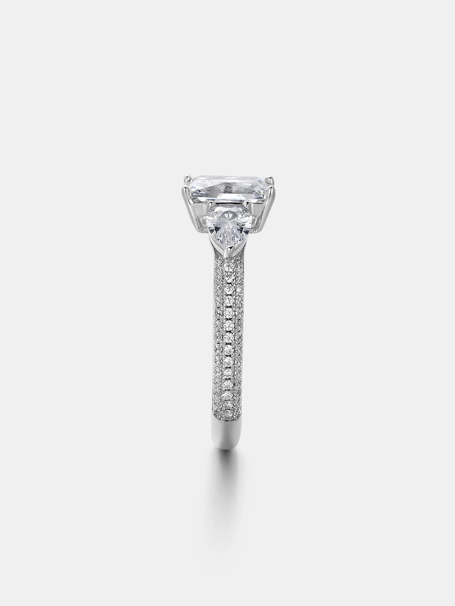Radiant Cut Moissanite Three Stone Engagement Ring - Image 4