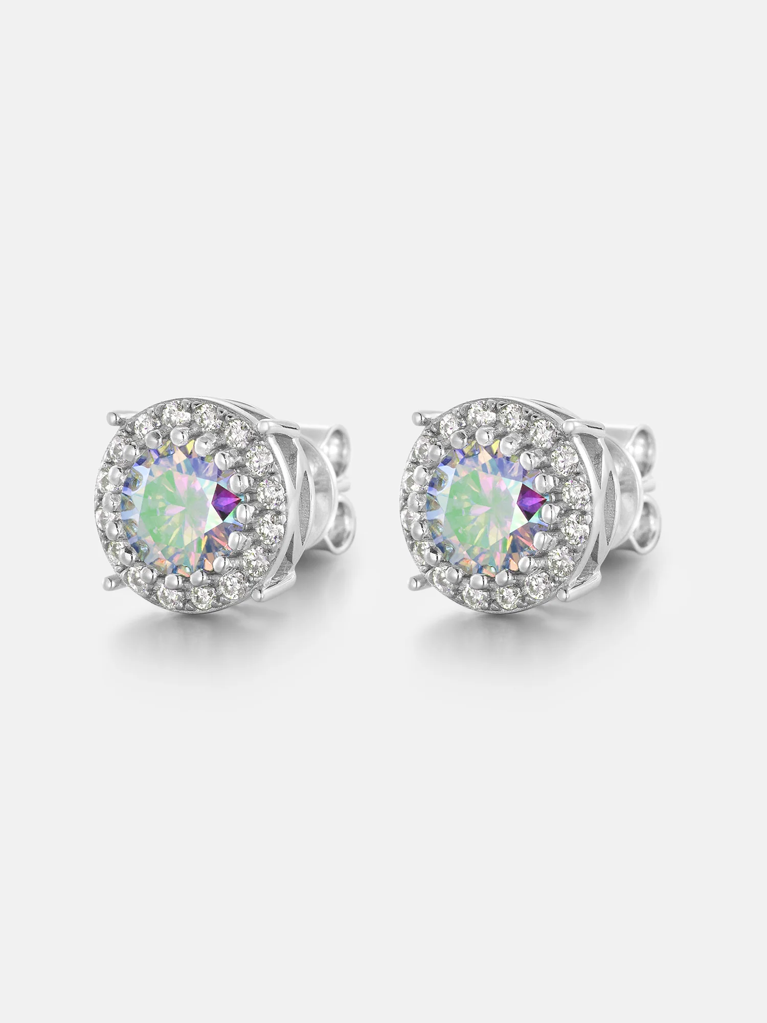 Rainbow Moissanite Cluster Solitaire Earrings - Image 3