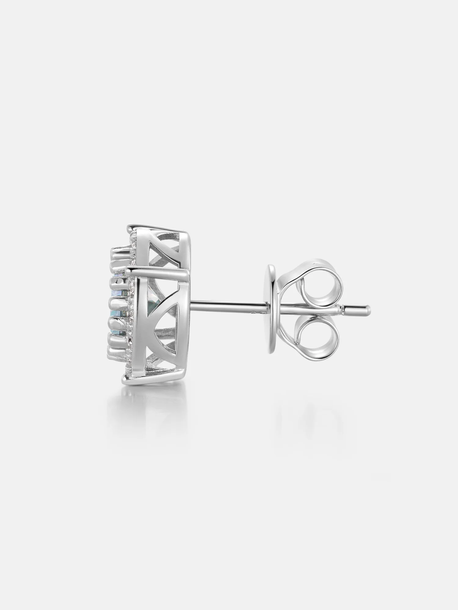 Rainbow Moissanite Cluster Solitaire Earrings - Image 4