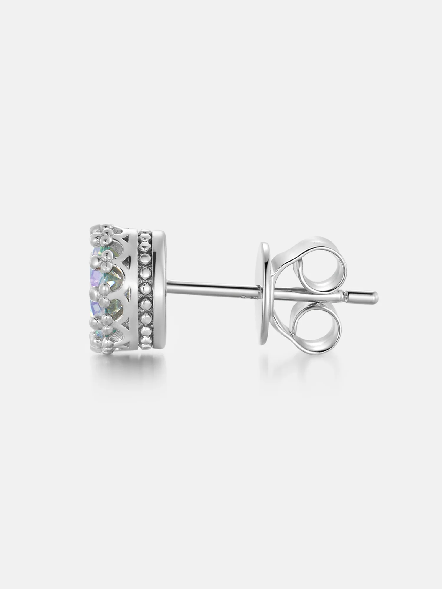 Rainbow Moissanite Crown Stud Earrings - Image 4