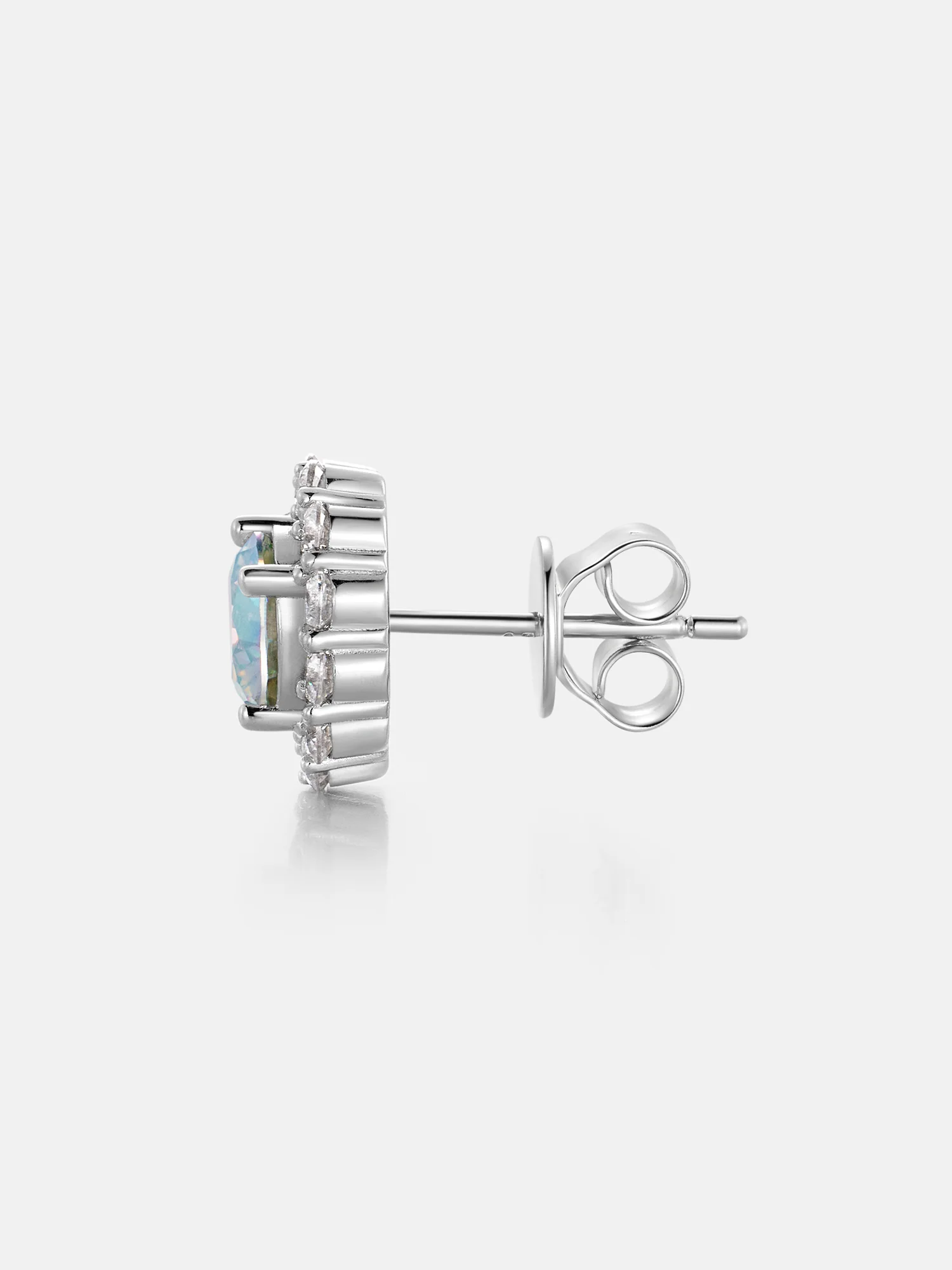 Rainbow Moissanite Flower Cluster Stud Earrings - Image 3