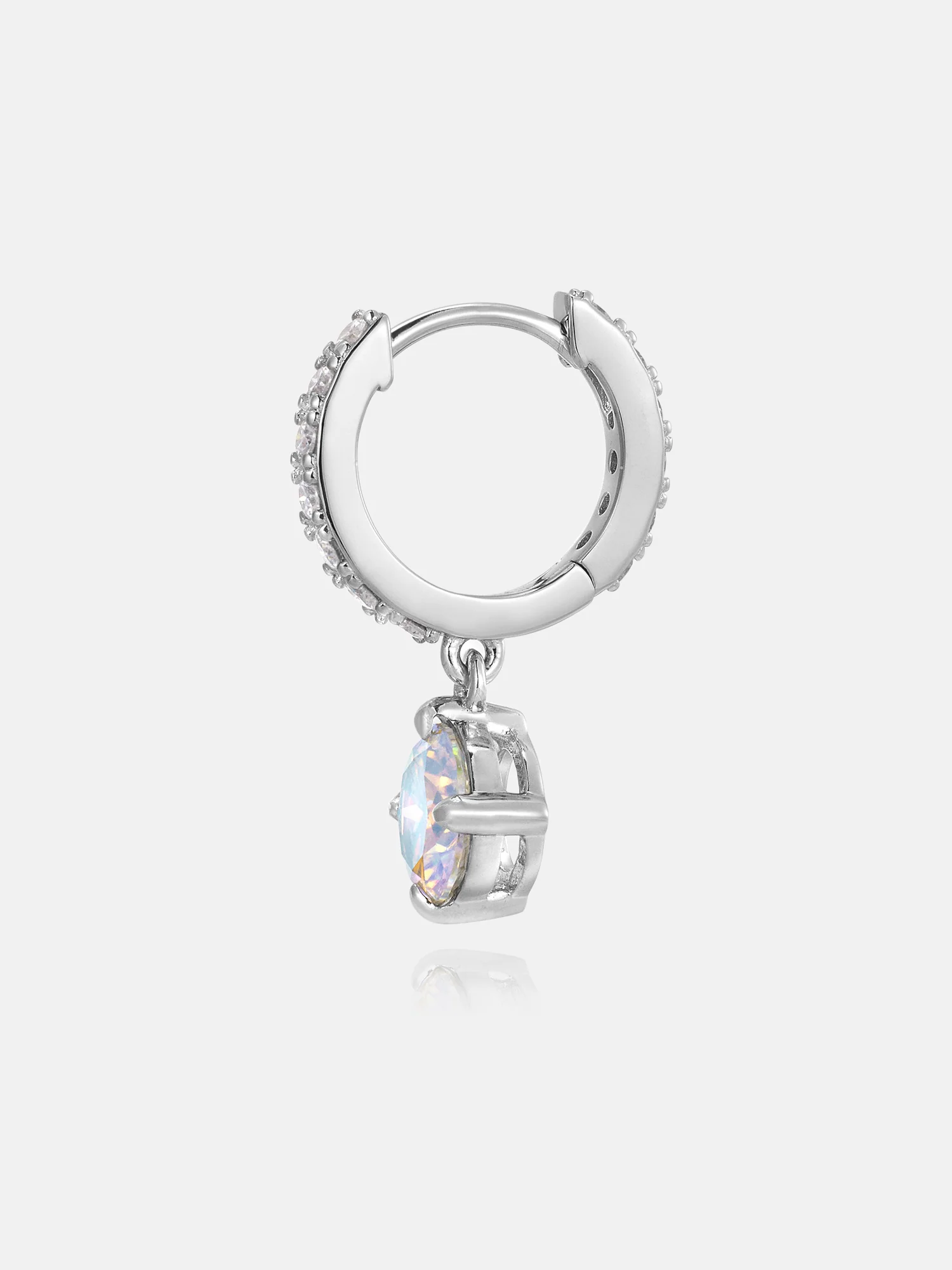 Rainbow Moissanite Hoop Dangle Earrings - Image 5