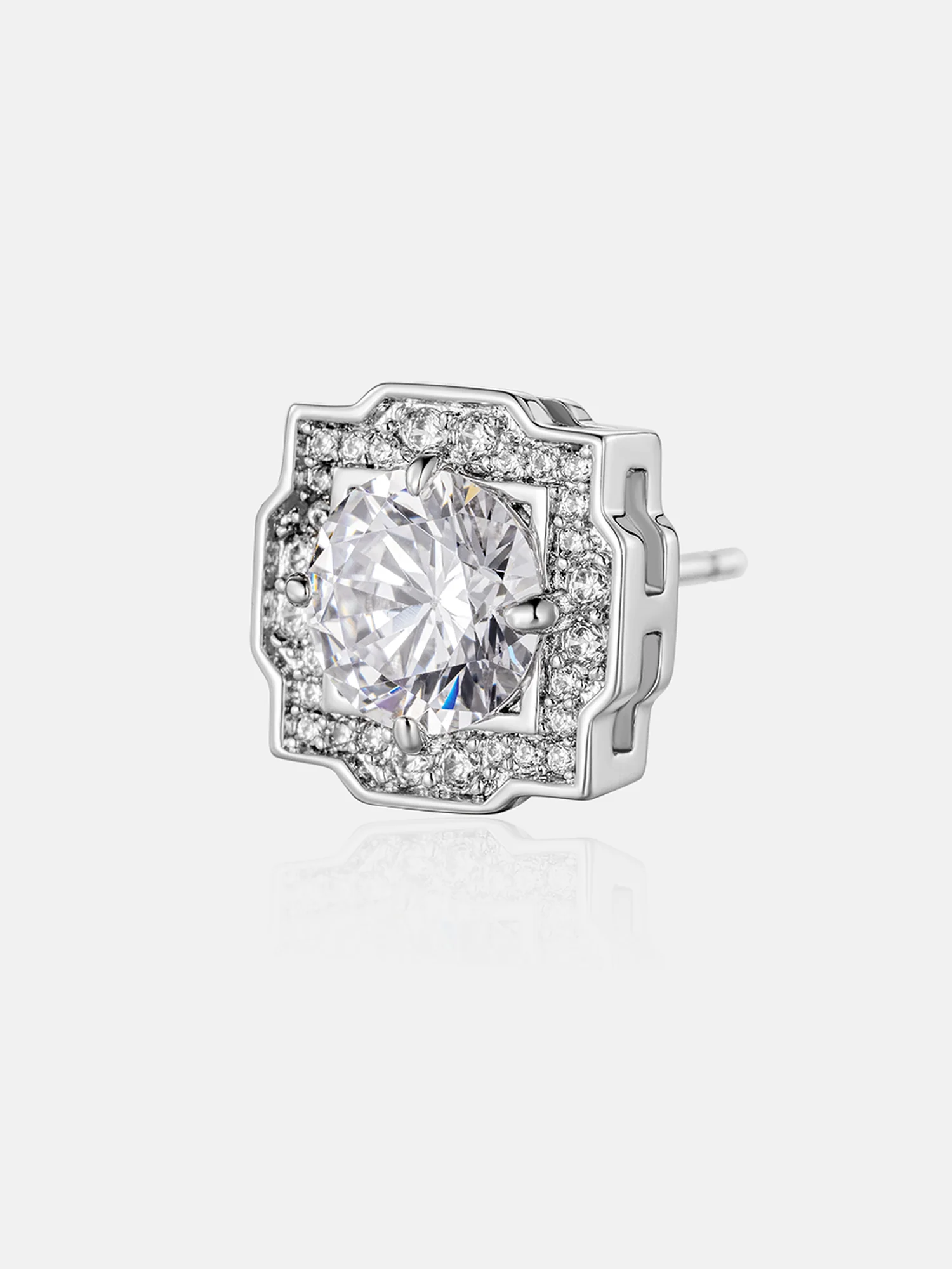 Round Cut Moissanite Polygon Earrings - Image 2