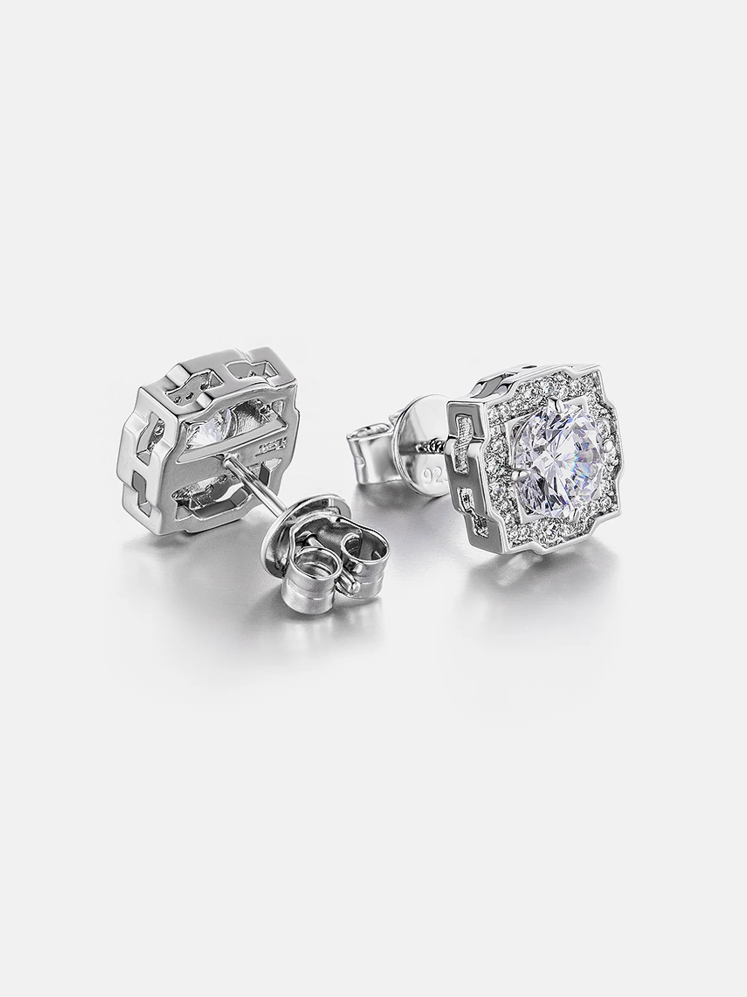 Round Cut Moissanite Polygon Earrings - Image 4