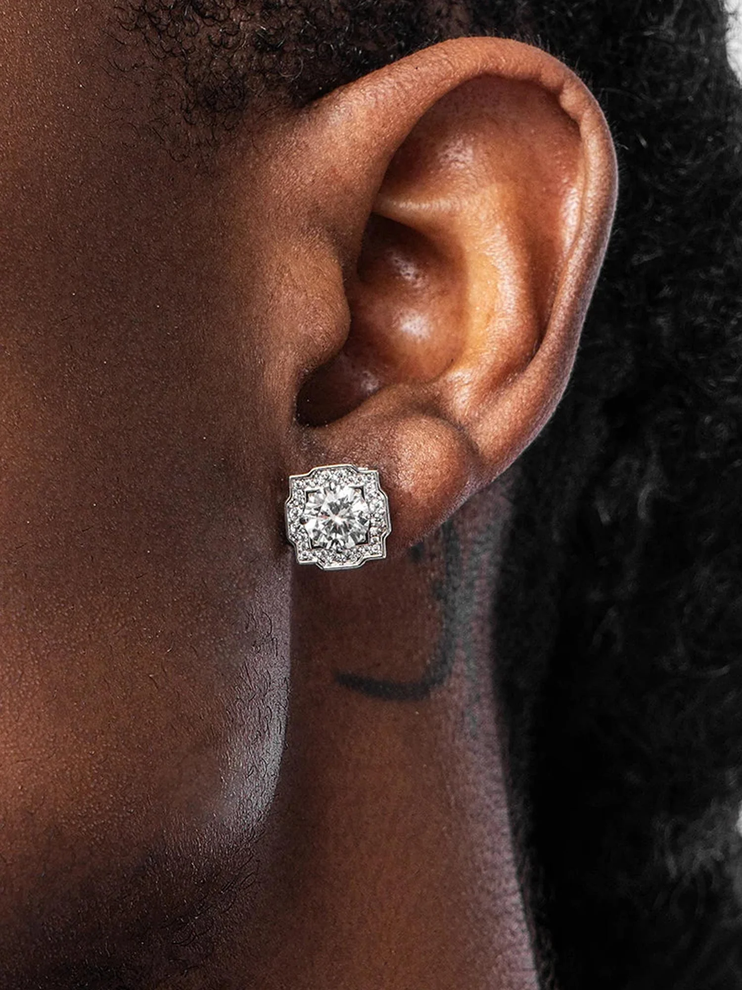 Round Cut Moissanite Polygon Earrings - Image 6