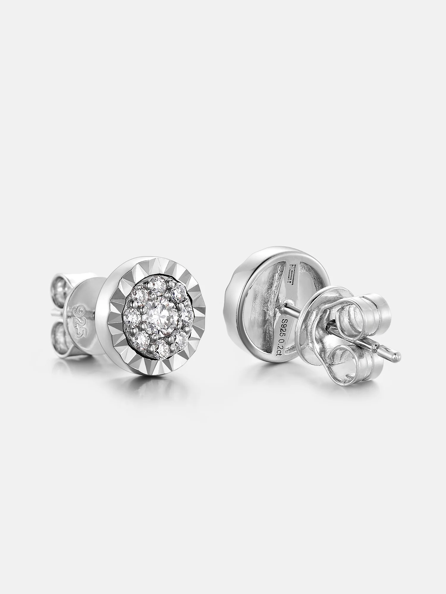 Round Moissanite Miracle Set Stud Earrings - Image 4