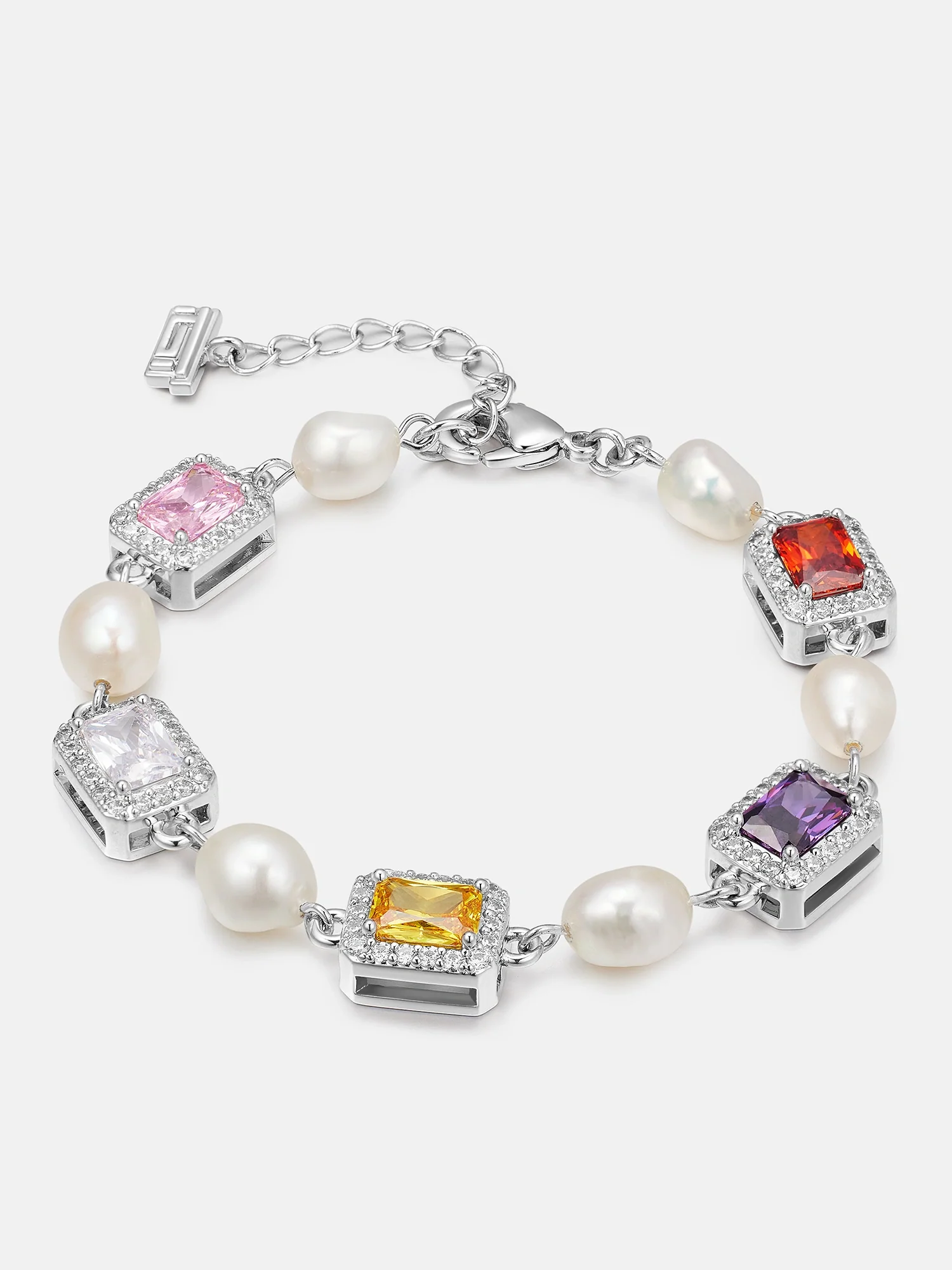 Round Moissanite Multi Gem & Pearl Bracelet - Image 2